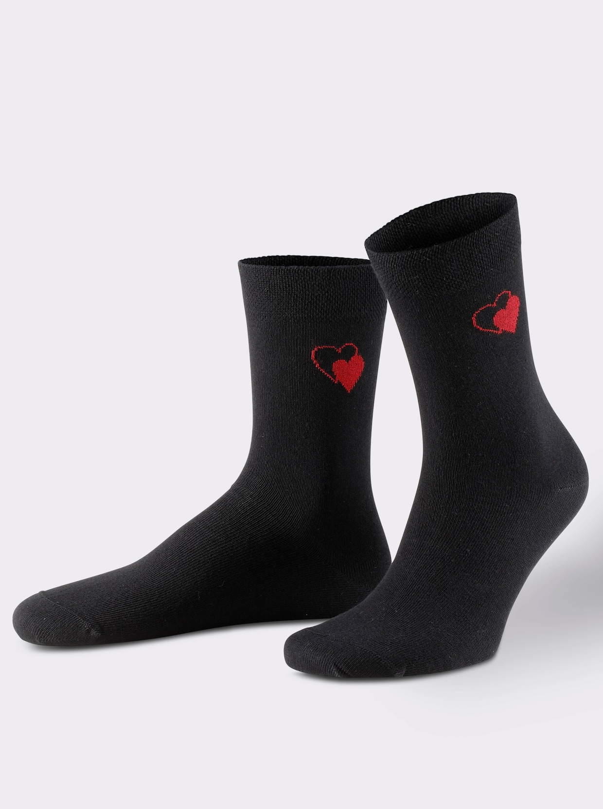 wäschepur Damen-Socken - schwarz-rot-gemustert + schwarz