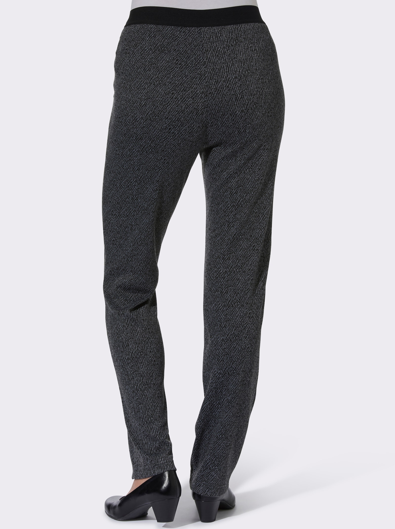 Comfortbroek met brede comfortband rondom - zwart/grijs gemêleerd