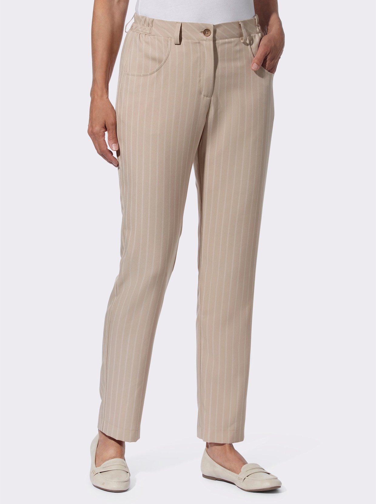 Hose - beige-ecru-gestreift