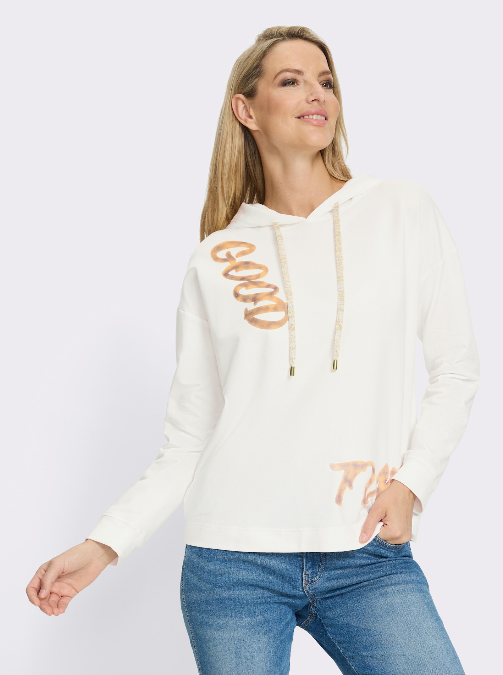 heine Sweatshirt mit Schriftzug - ecru