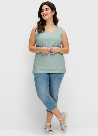 sheego Trägertop mit doppellagiger Front und Herzausschnitt - kalkmint