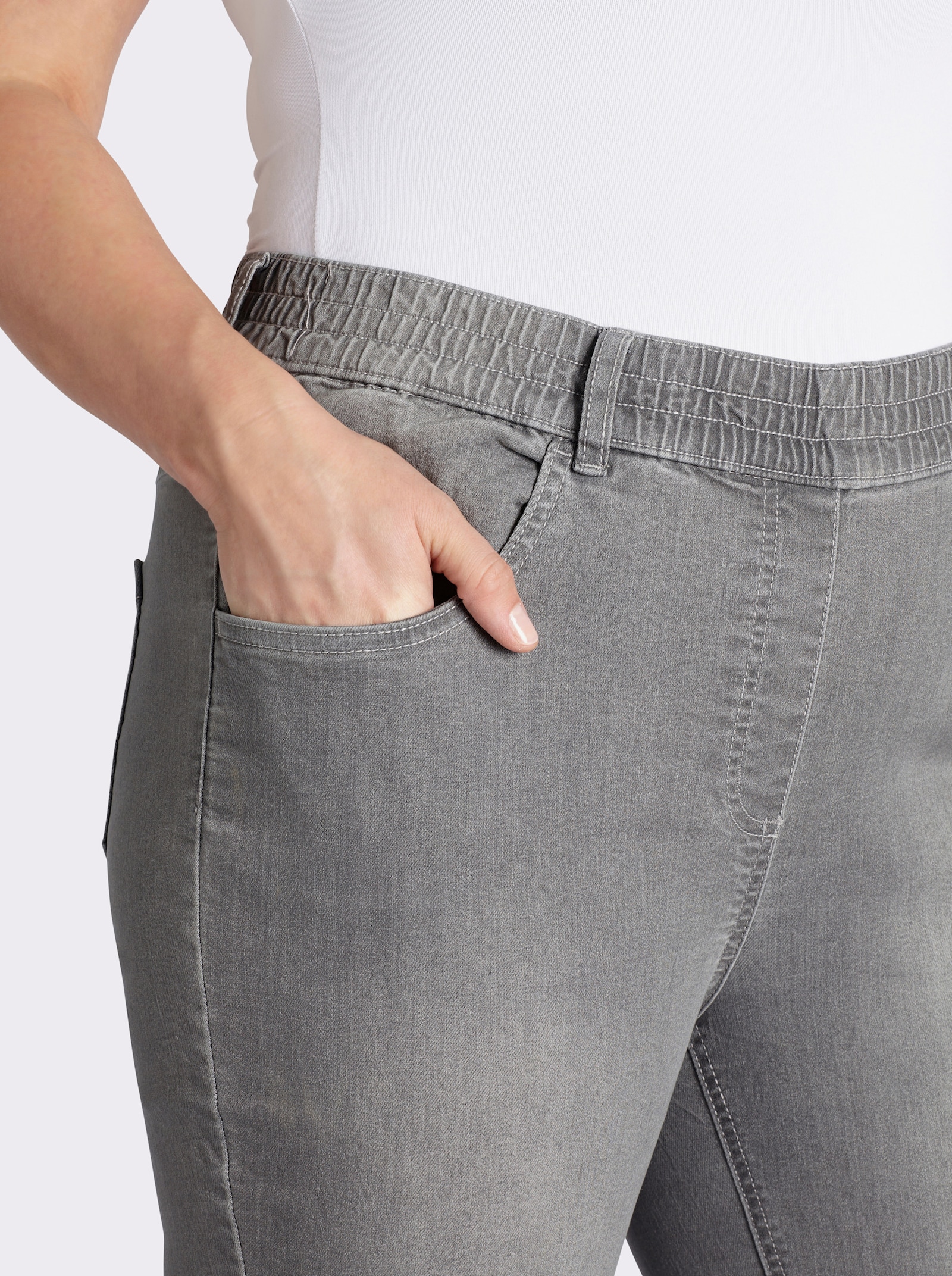 7/8-Jeans mit Reißverschluss-Blende - grey-denim
