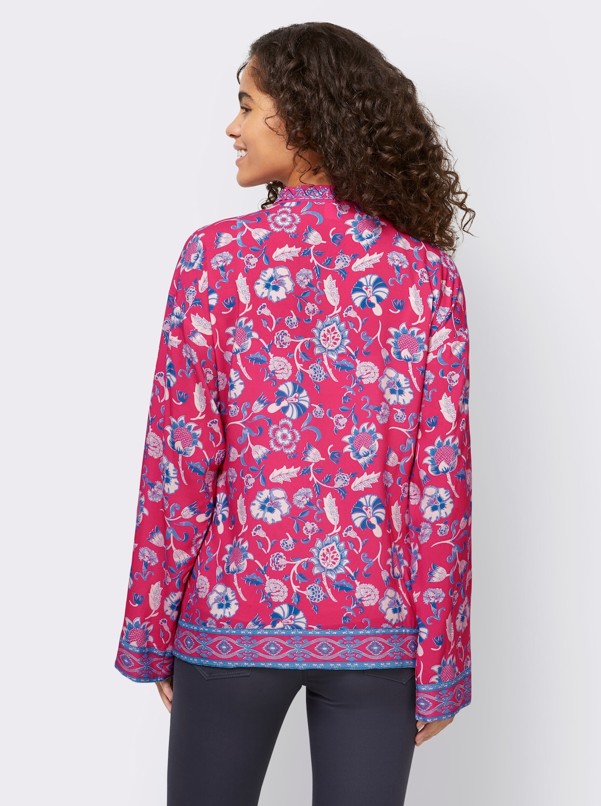 heine Blusenjacke - fuchsia-himmelblau-bedruckt