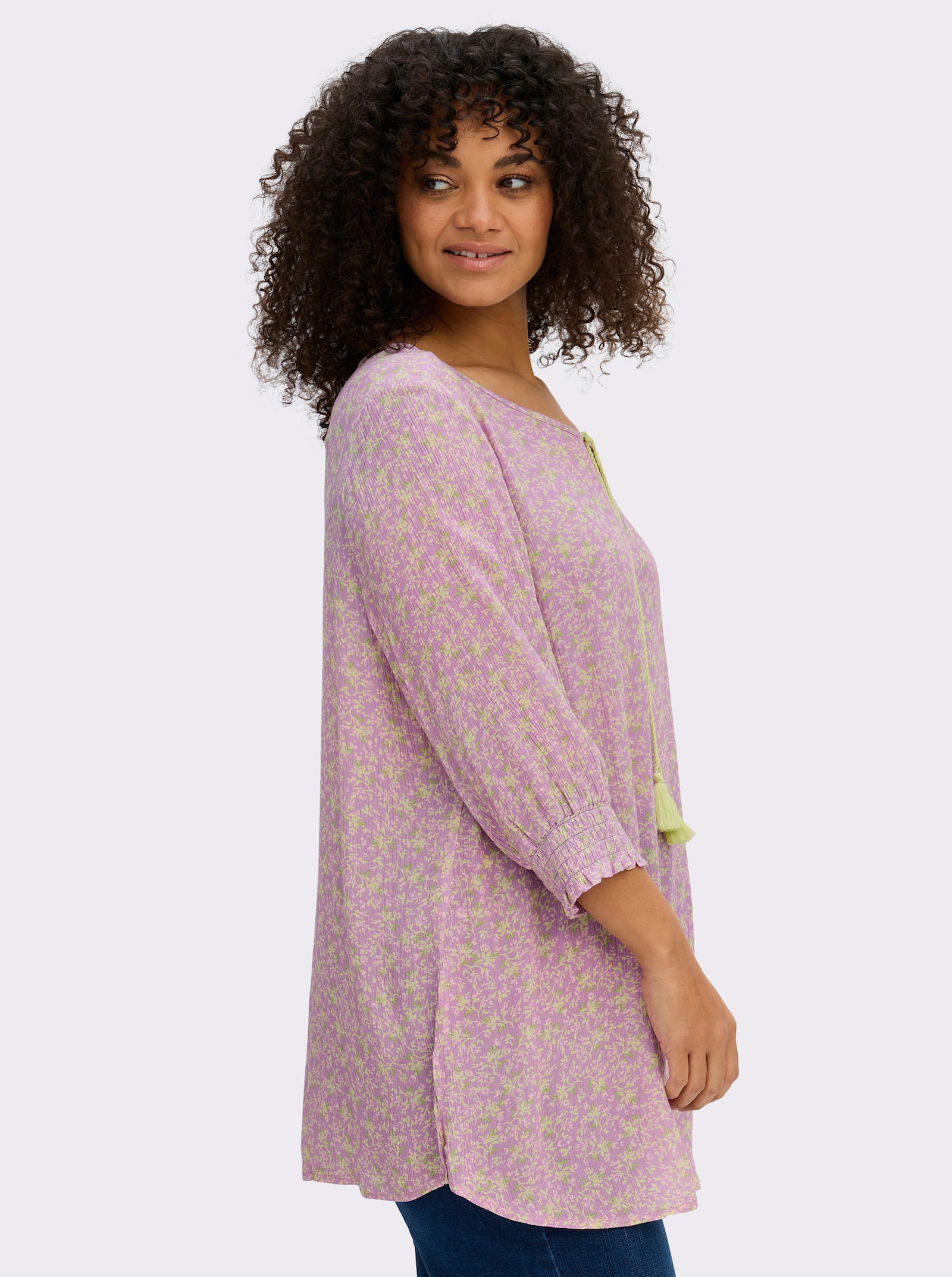 sheego Tunika mit 3/4-Ärmeln - orchidee-pistazie-bedruckt