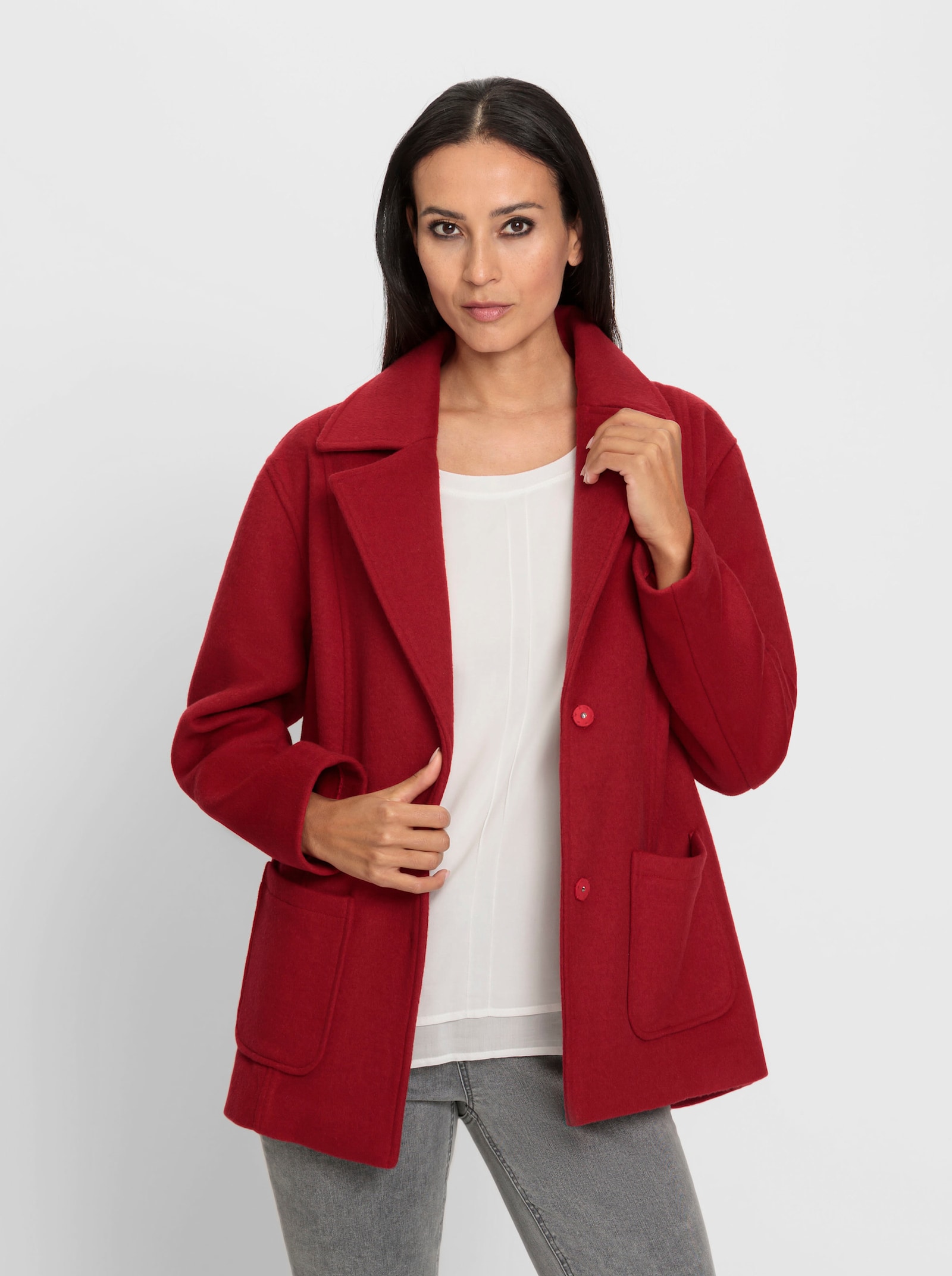 heine Outdoorjacke mit Druckknopfleiste - rot