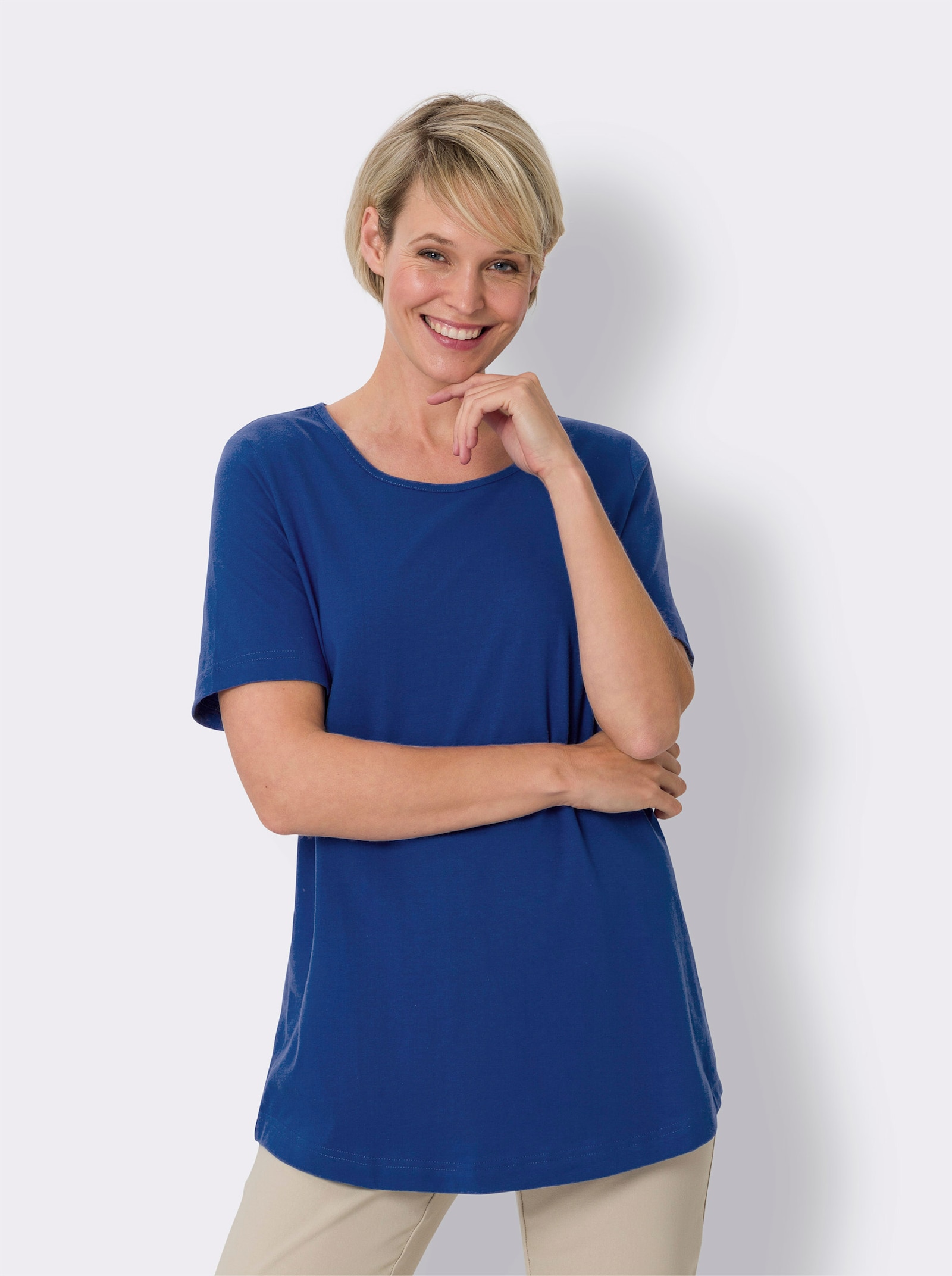 Longshirt im Doppelpack - royalblau + pink