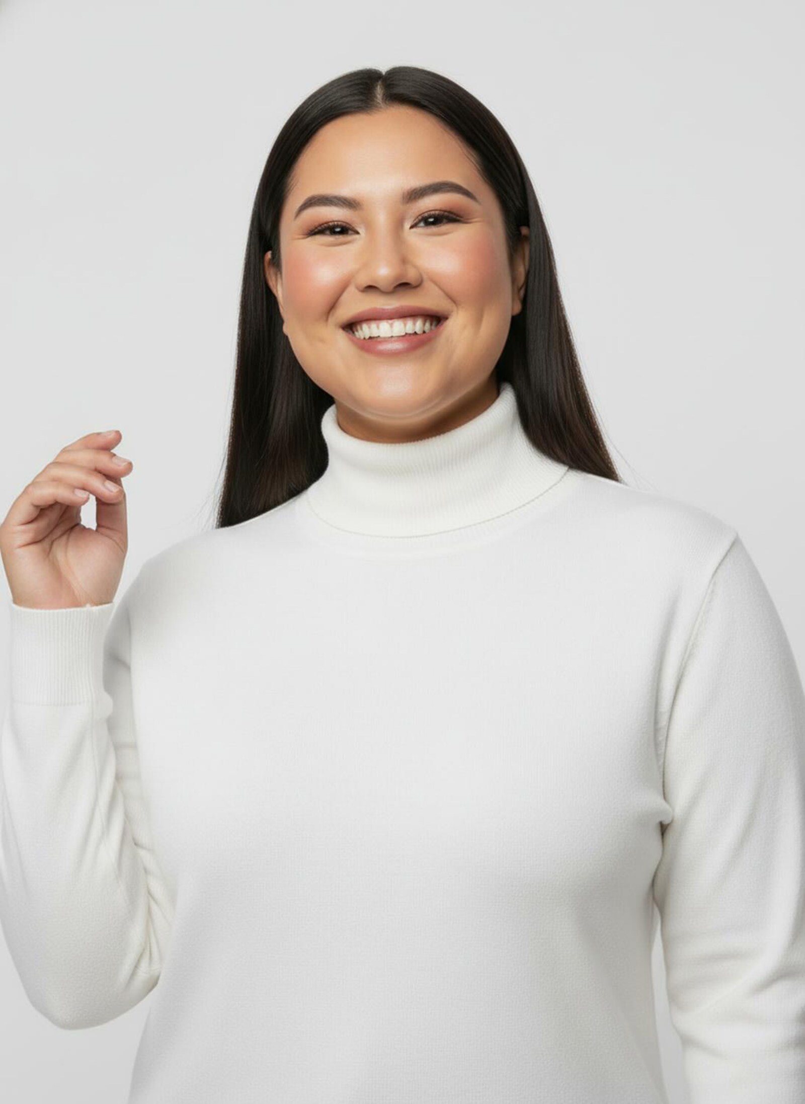 Rollkragenpullover aus Feinstrick - ecru