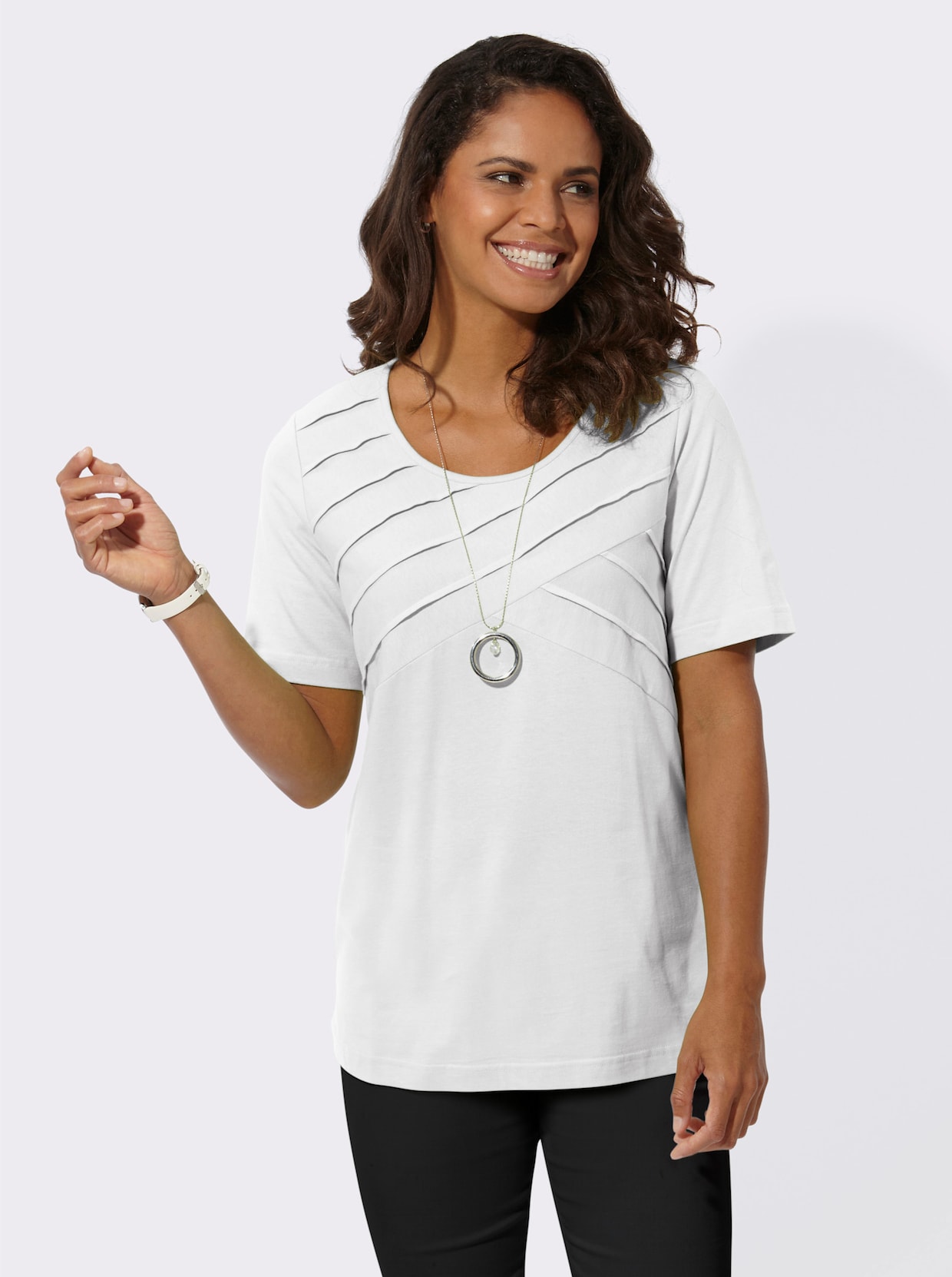 Shirt met ronde hals - wit