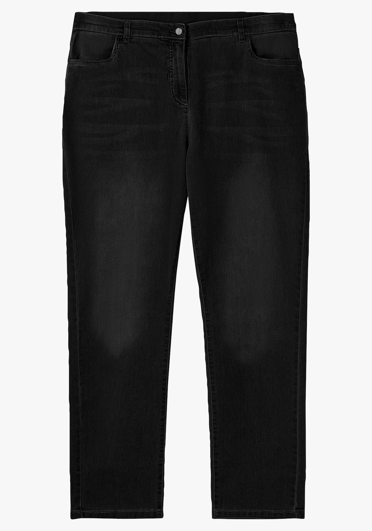 High-waist-Jeans mit innenliegendem Dehnbund - black denim