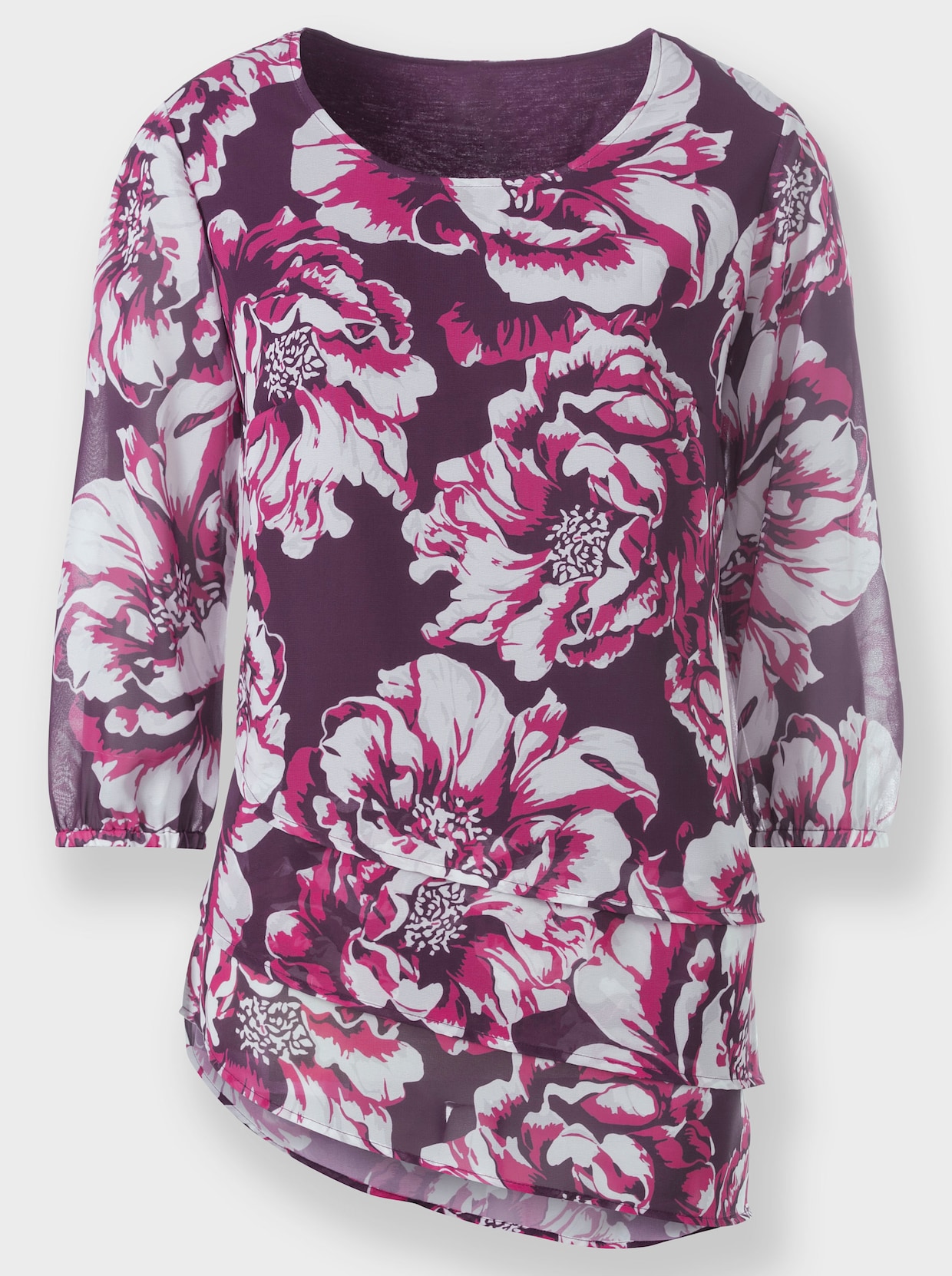 Georgettebluse - traube-fuchsia-bedruckt