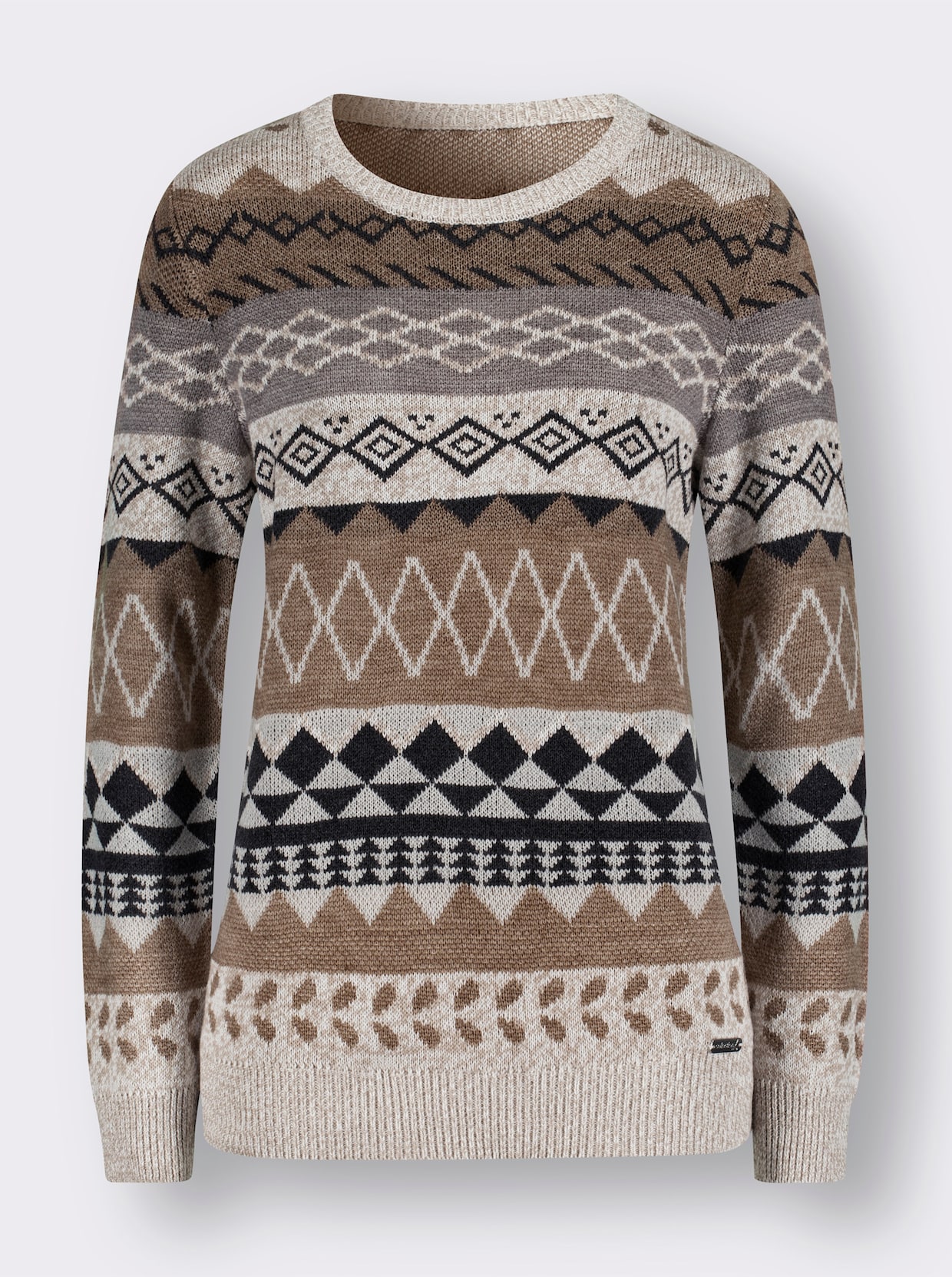 Pullover met lange mouwen - sesam/bruin gedessineerd