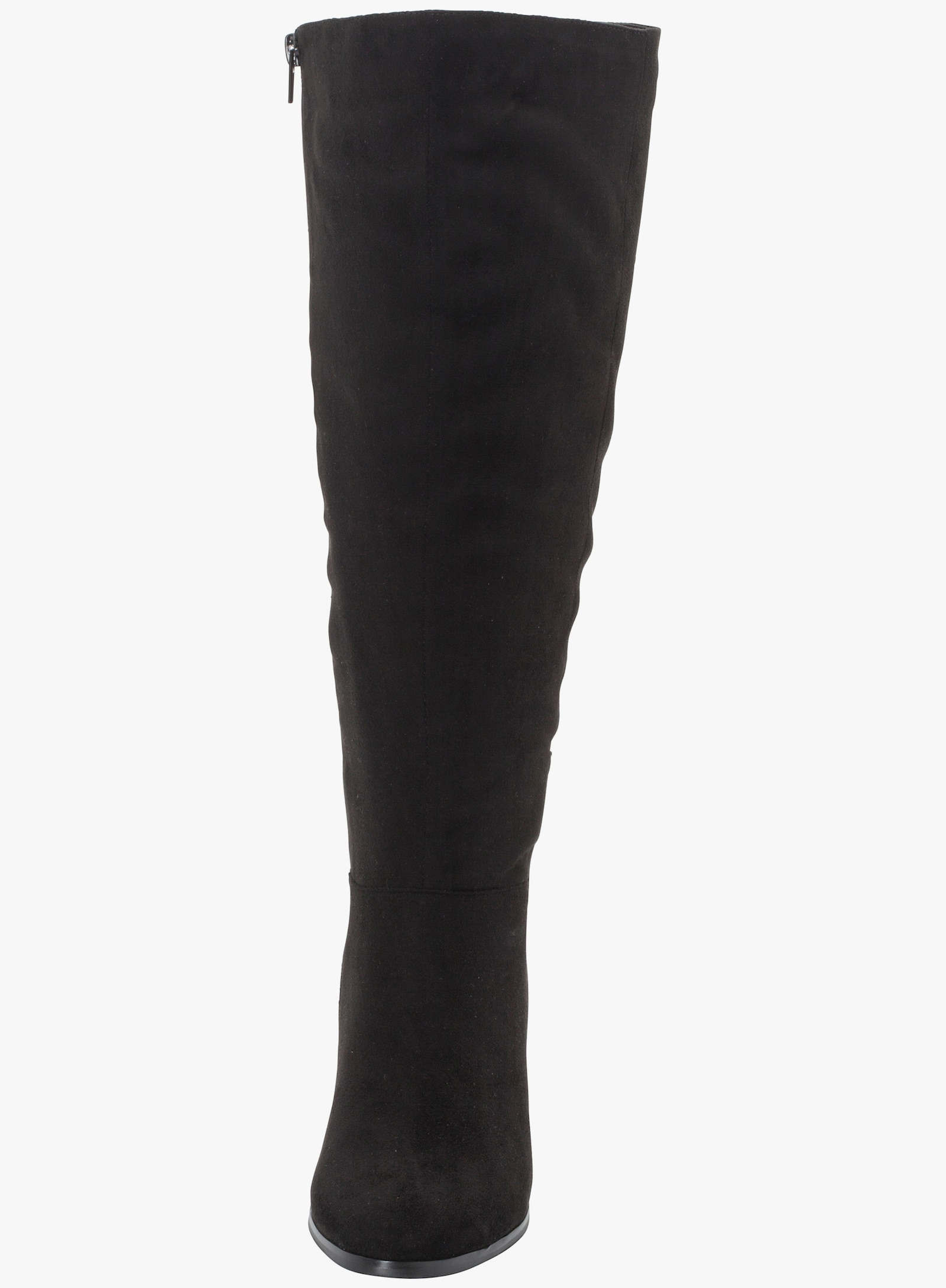 sheego Weitschaftstiefel aus Velours-Lederimitat - schwarz