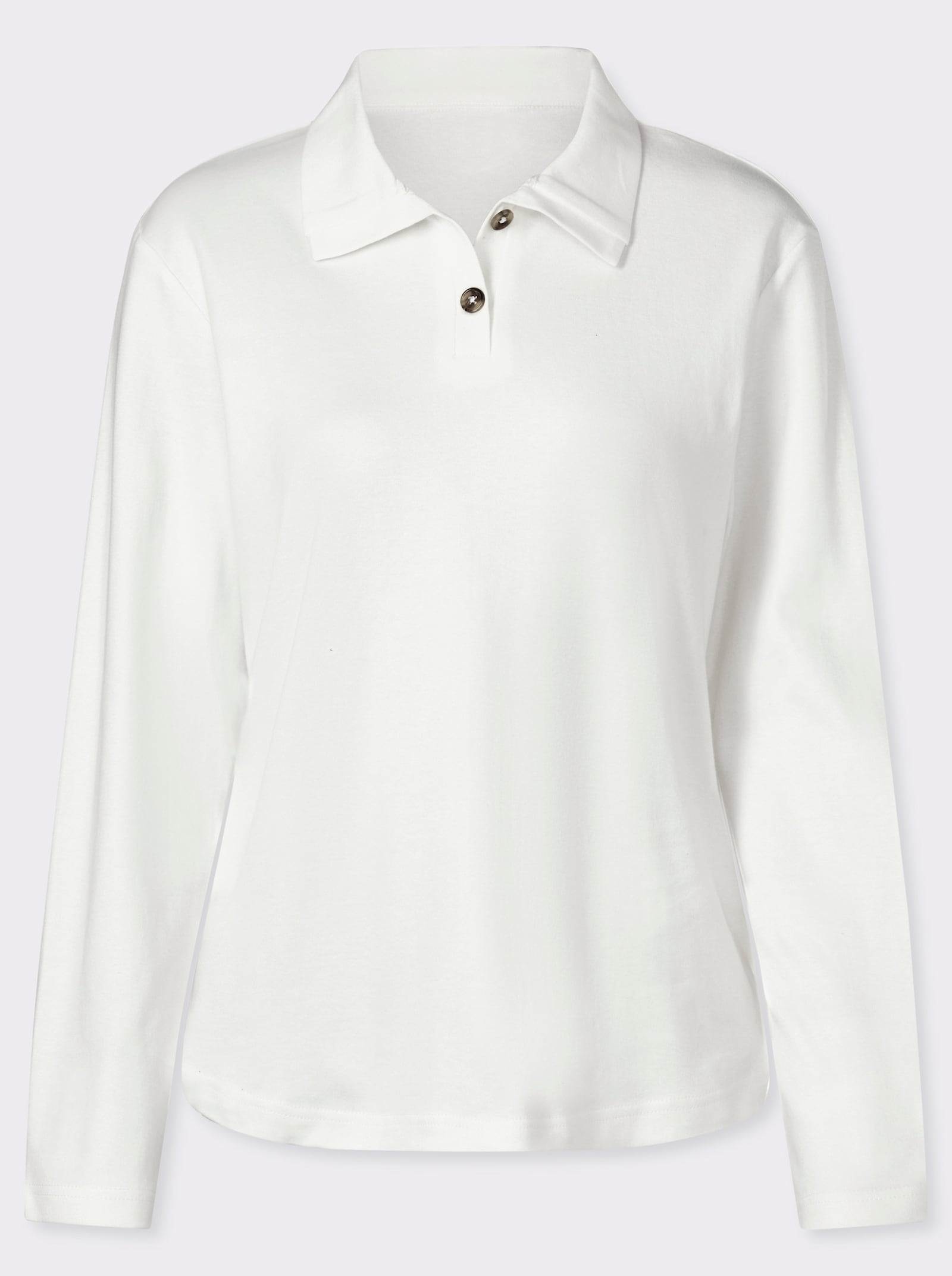 Langarmshirt mit Knöpfen in Horn-Optik - ecru