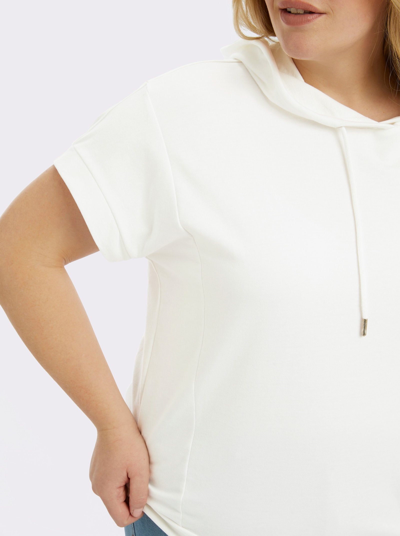 Kapuzenshirt mit überschnittener Schulter - ecru