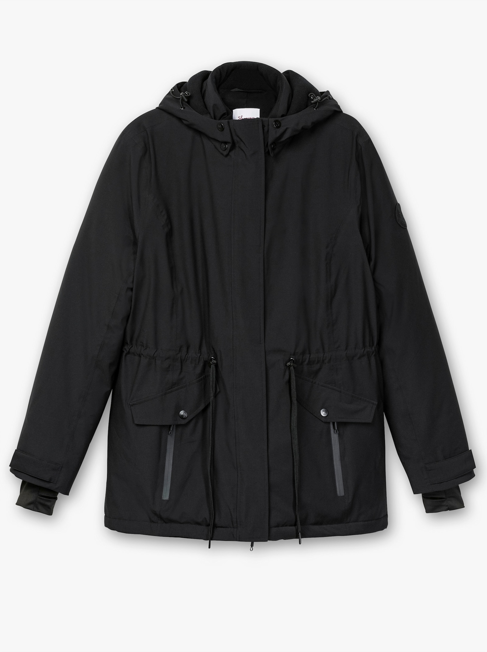 sheego Outdoorjacke mit abnehmbarer Kapuze - schwarz