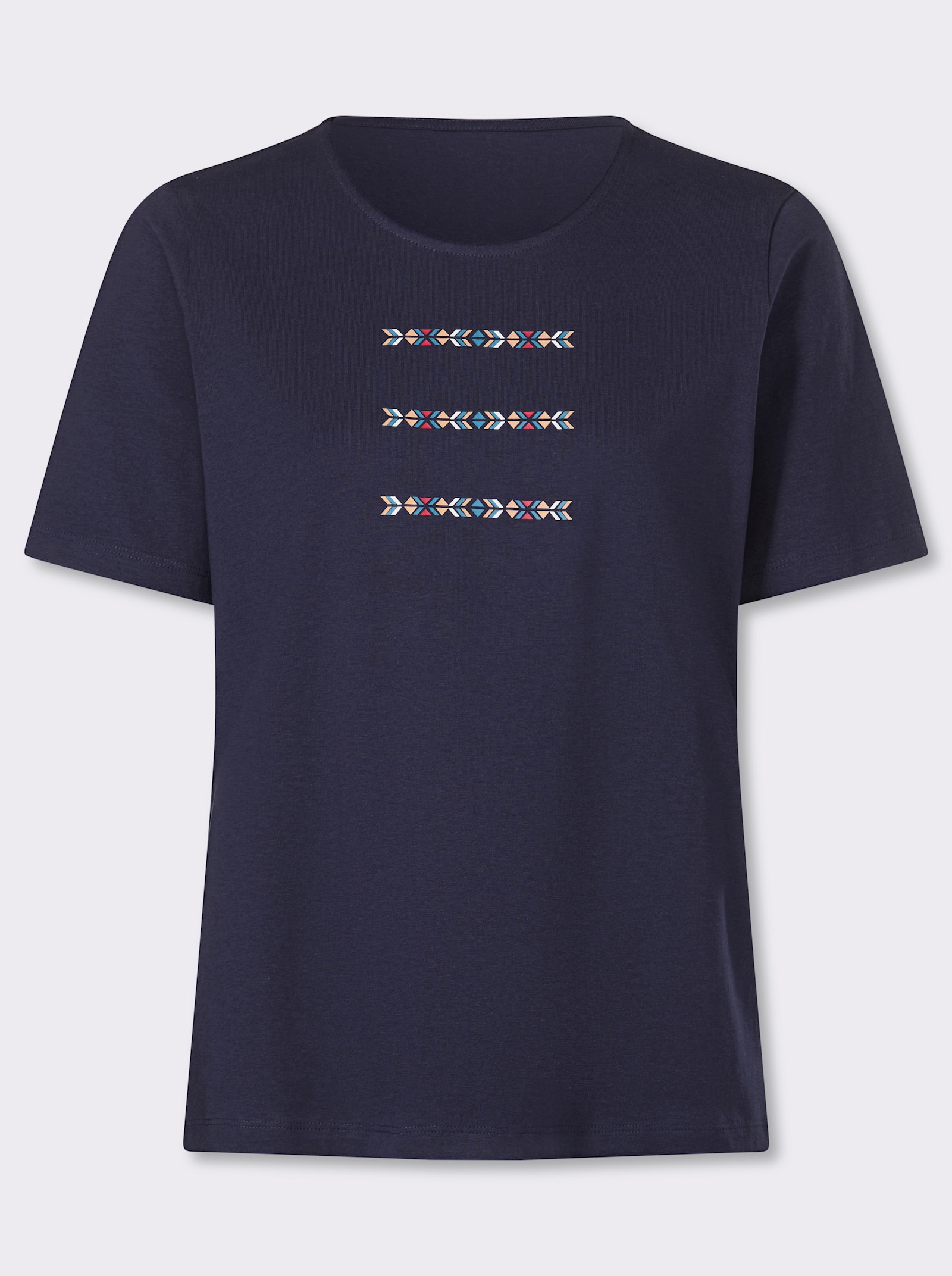 Kurzarmshirt mit platziertem Druck - marine