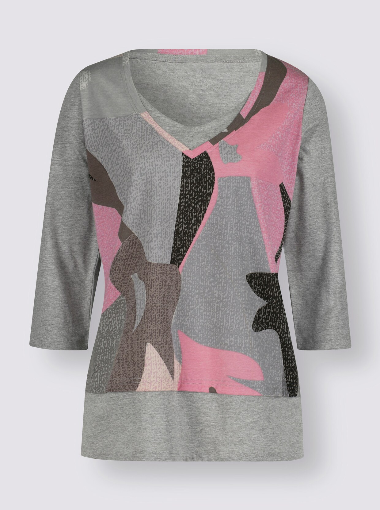 2-in-1-Shirt - hellgrau-mauve-bedruckt