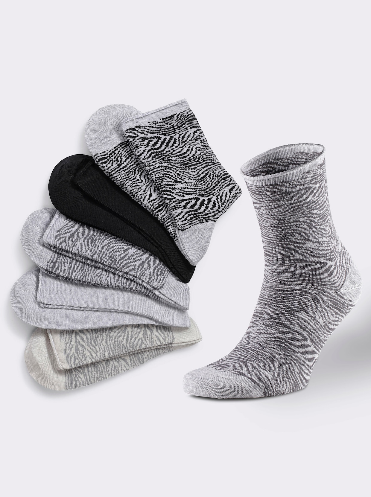 wäschepur Socquettes pour dames - gris à motifs