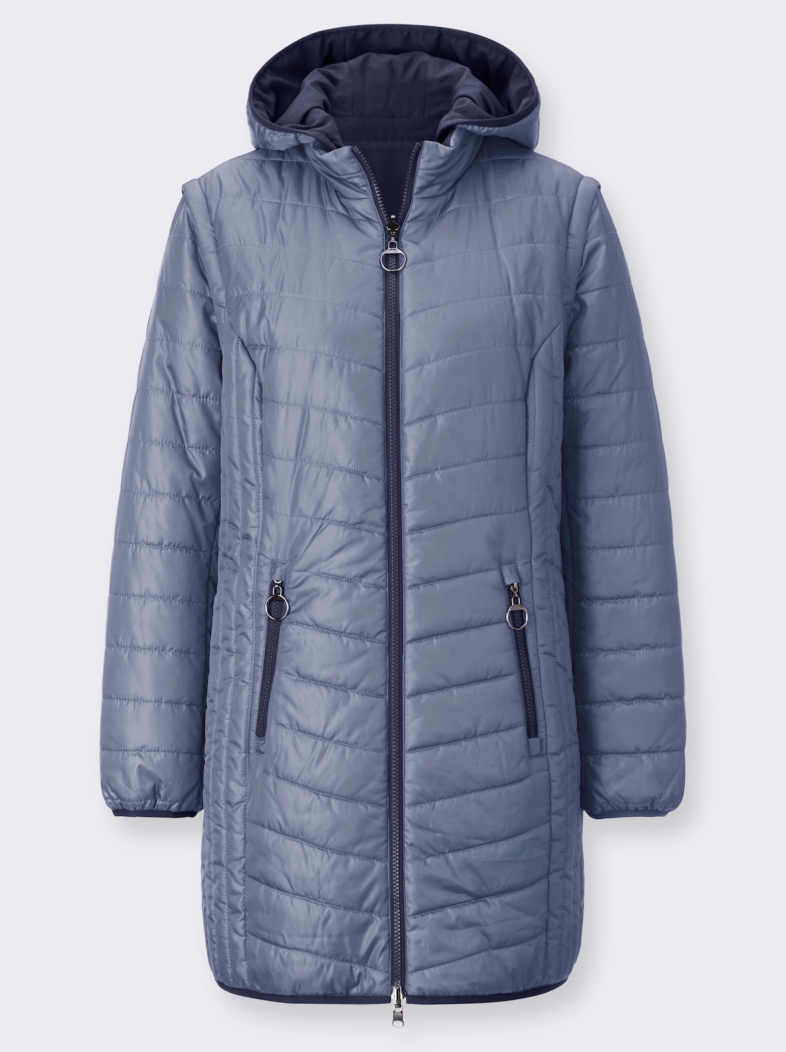 Longjacke mit Wendefunktion - rauchblau