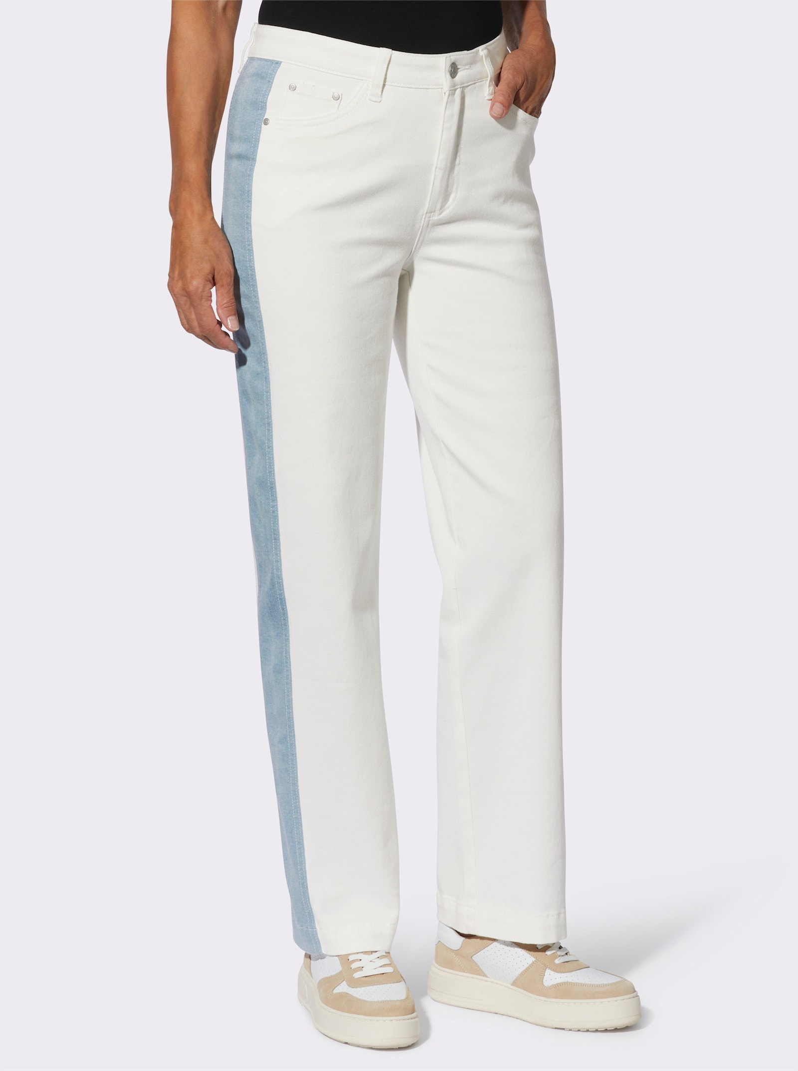 5-Pocket-Jeans mit seitlichen Kontrasten - ecru