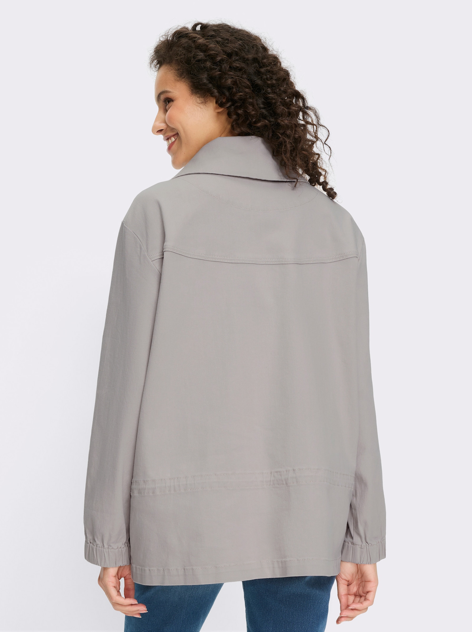 heine Freizeitjacke mit Taillen-Tunnelzug - hellgrau