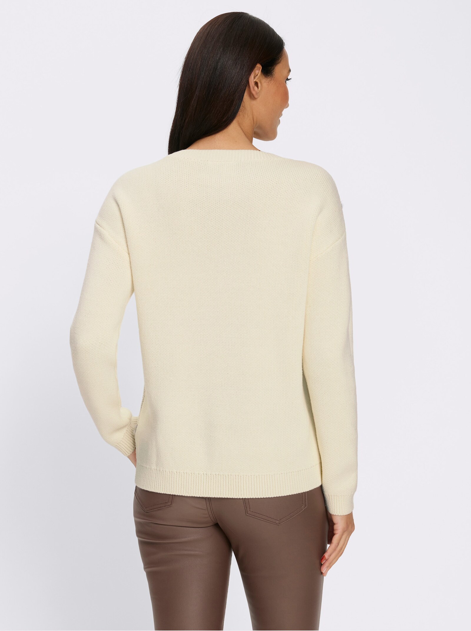 heine Langarm-Pullover Mit Flauschgarn - steingrau-champagner-gemustert