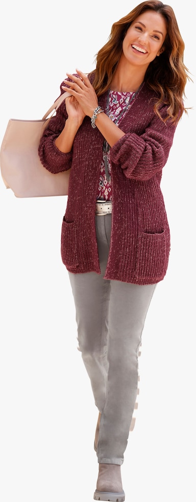 Strickjacke - bordeaux-meliert