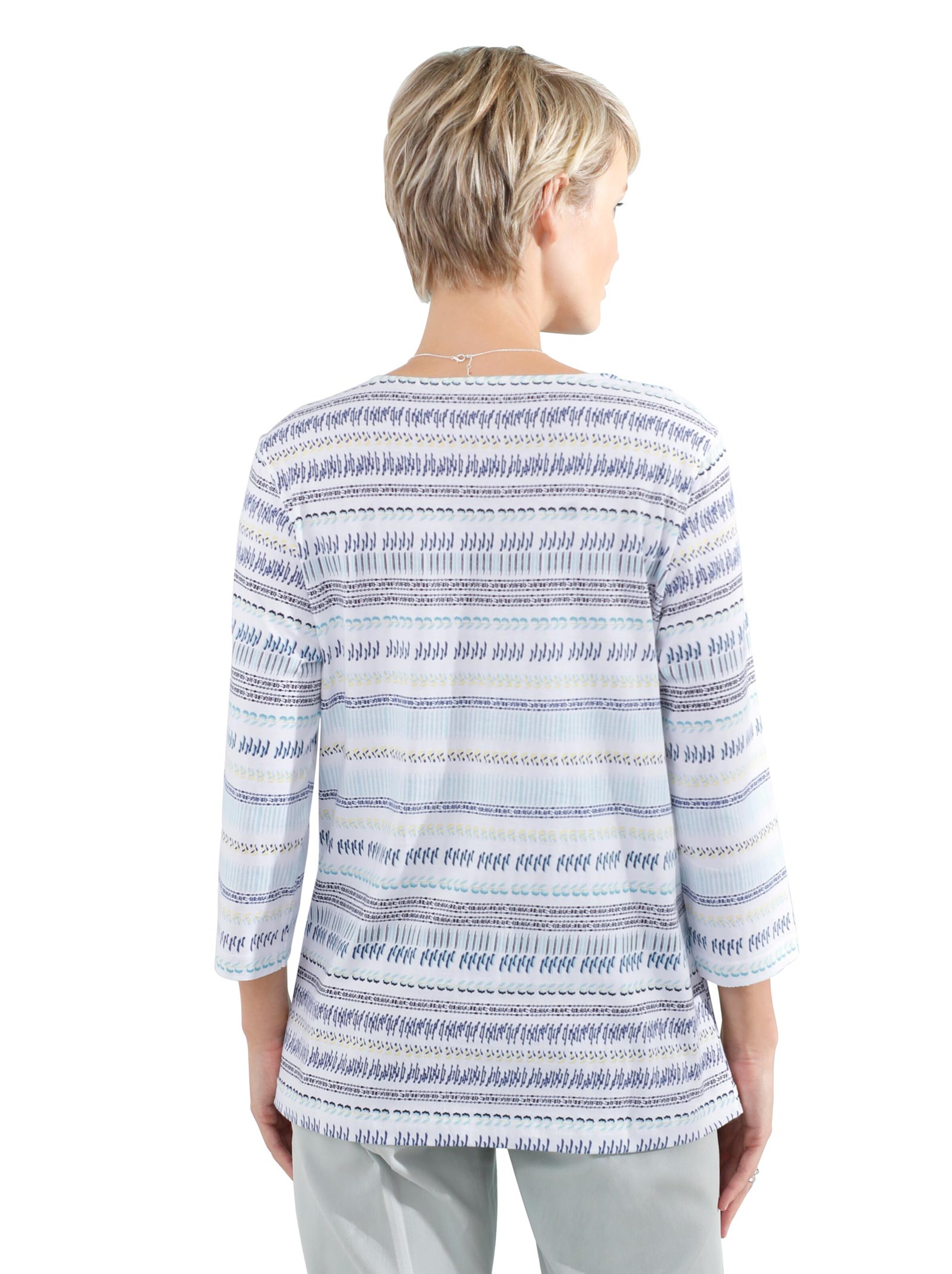 Shirt - weiß-marine-gemustert