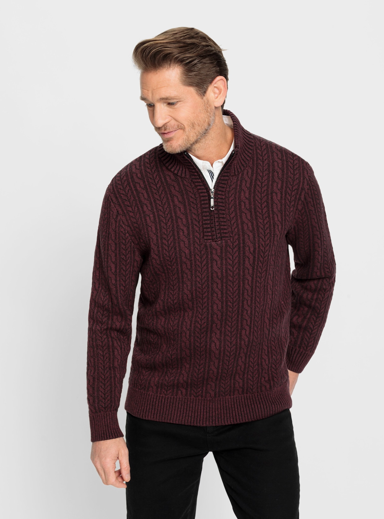 Marco Donati Pullover - donkerrood gemêleerd