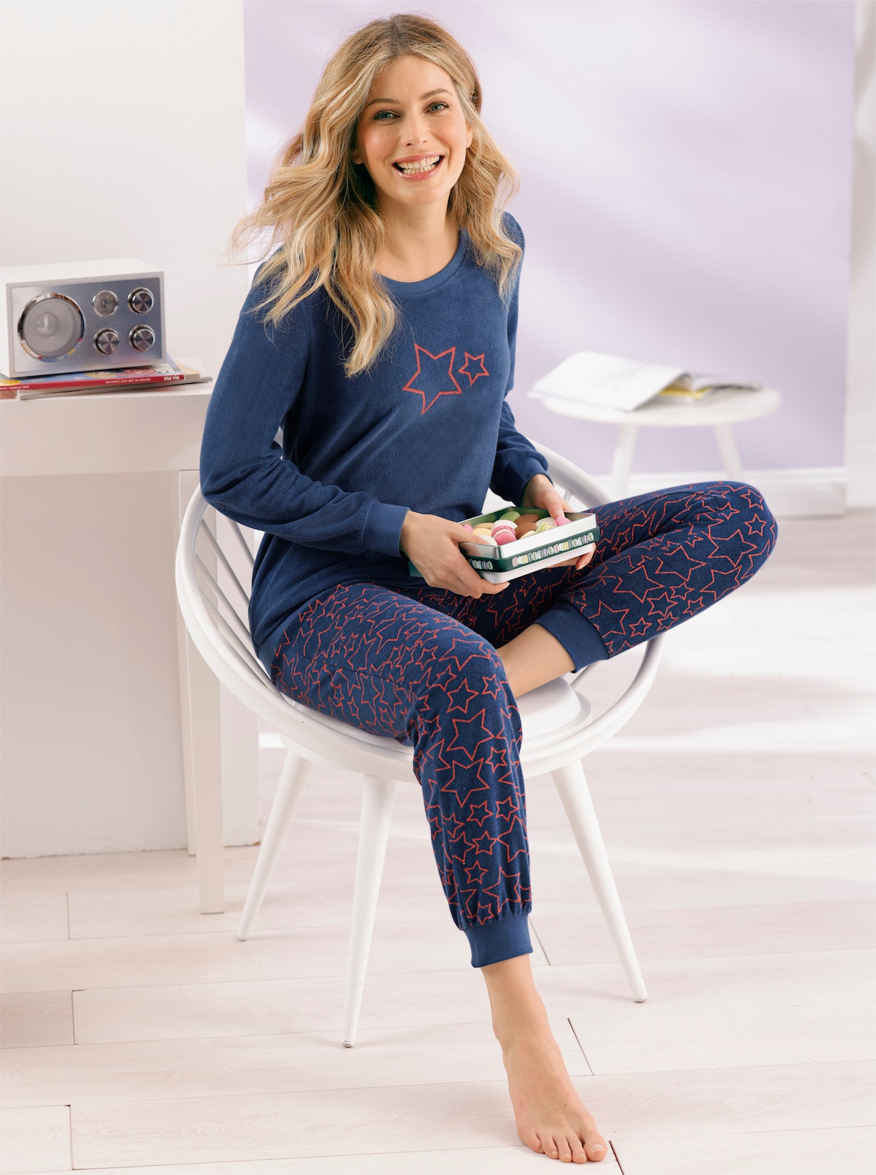 wäschepur Pyjama - jeansblauw geprint