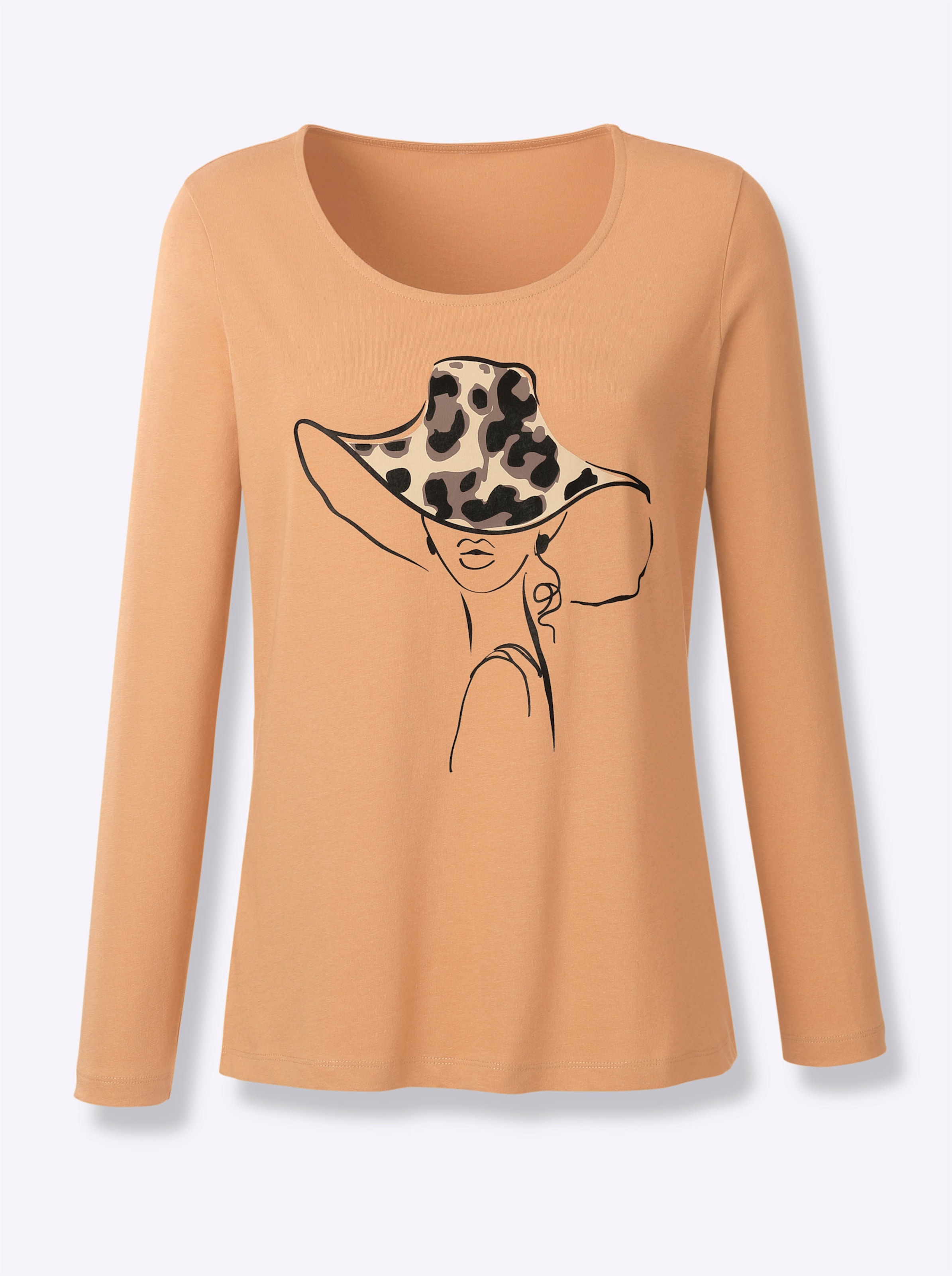 Damen Langarmshirt mit Druck vorne camel, Größe 38 - Bild 2
