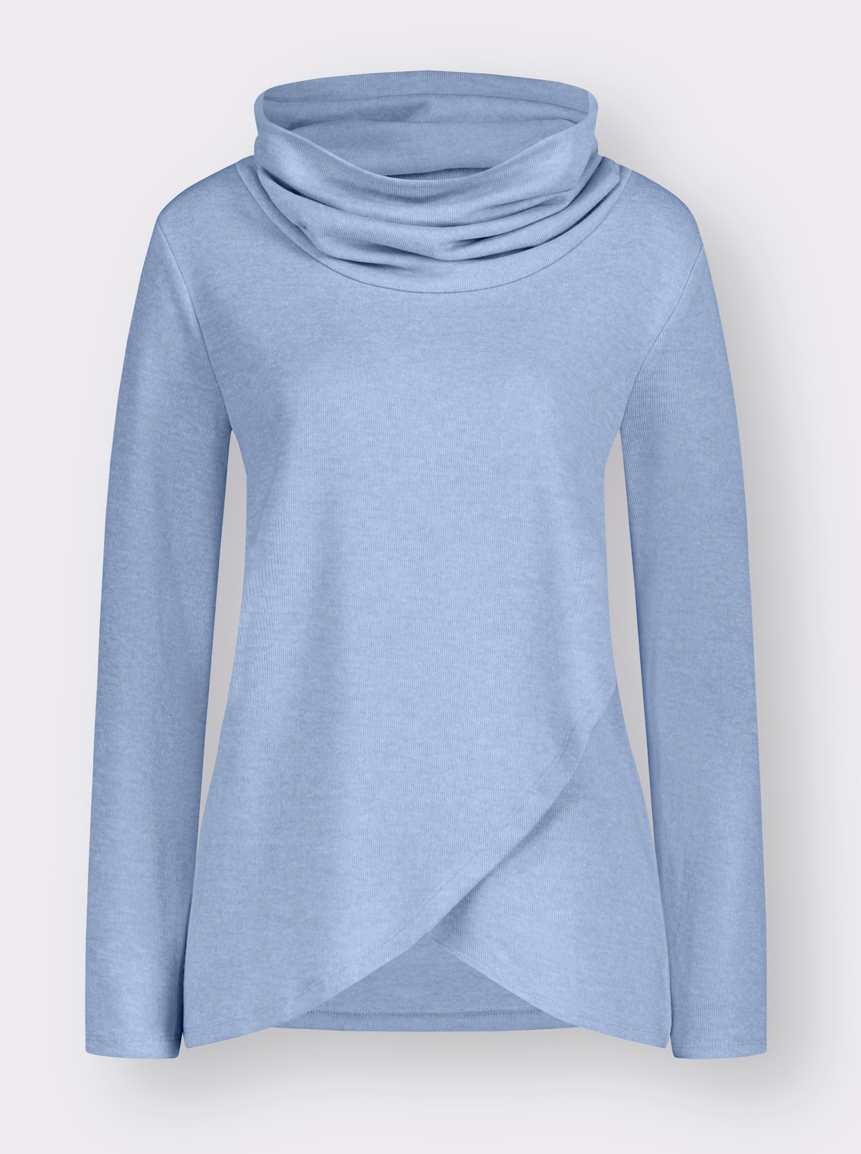 Shirt met rolkraag - duivenblauw gemêleerd