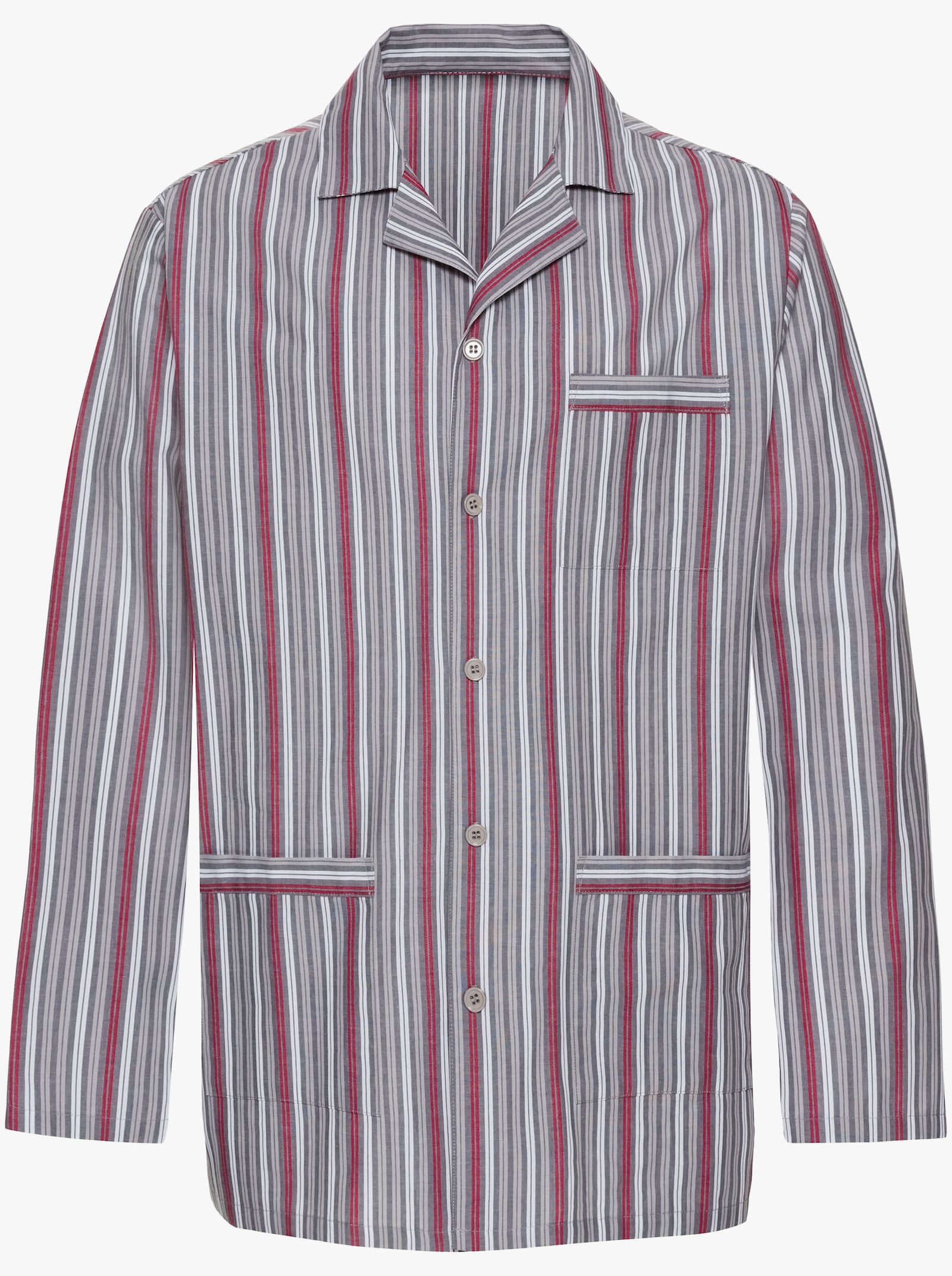 KINGsCLUB Pyjama - grau-rot-gestreift