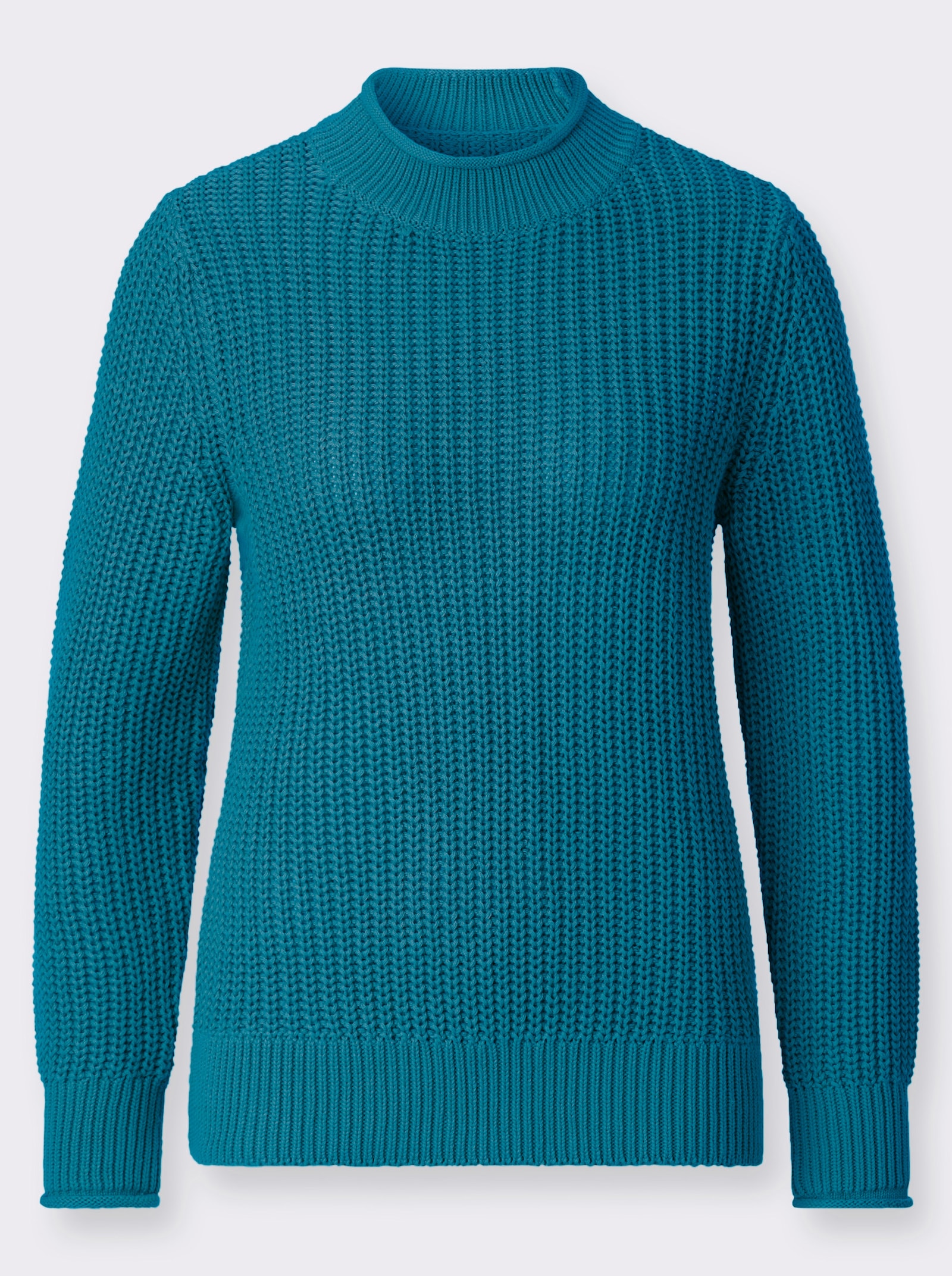 Stehkragenpullover in Patentstrick - aquapetrol