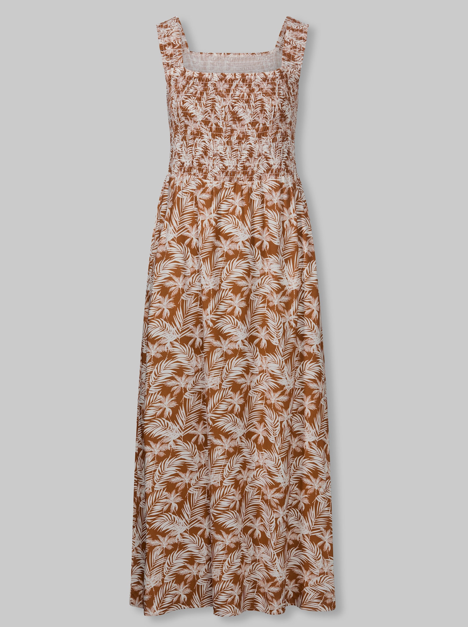 heine Druckkleid mit Smok-Oberteil - cognac-ecru-bedruckt