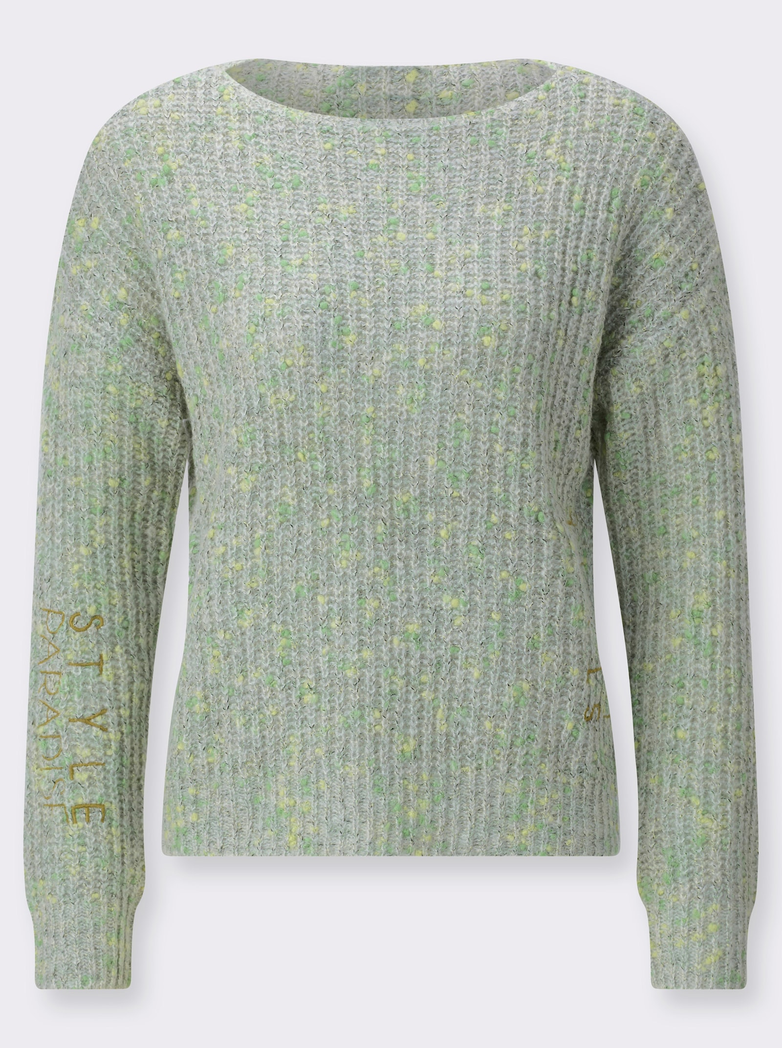 Langarm-Pullover mit Stickerei - apfel-pistazie-gemustert