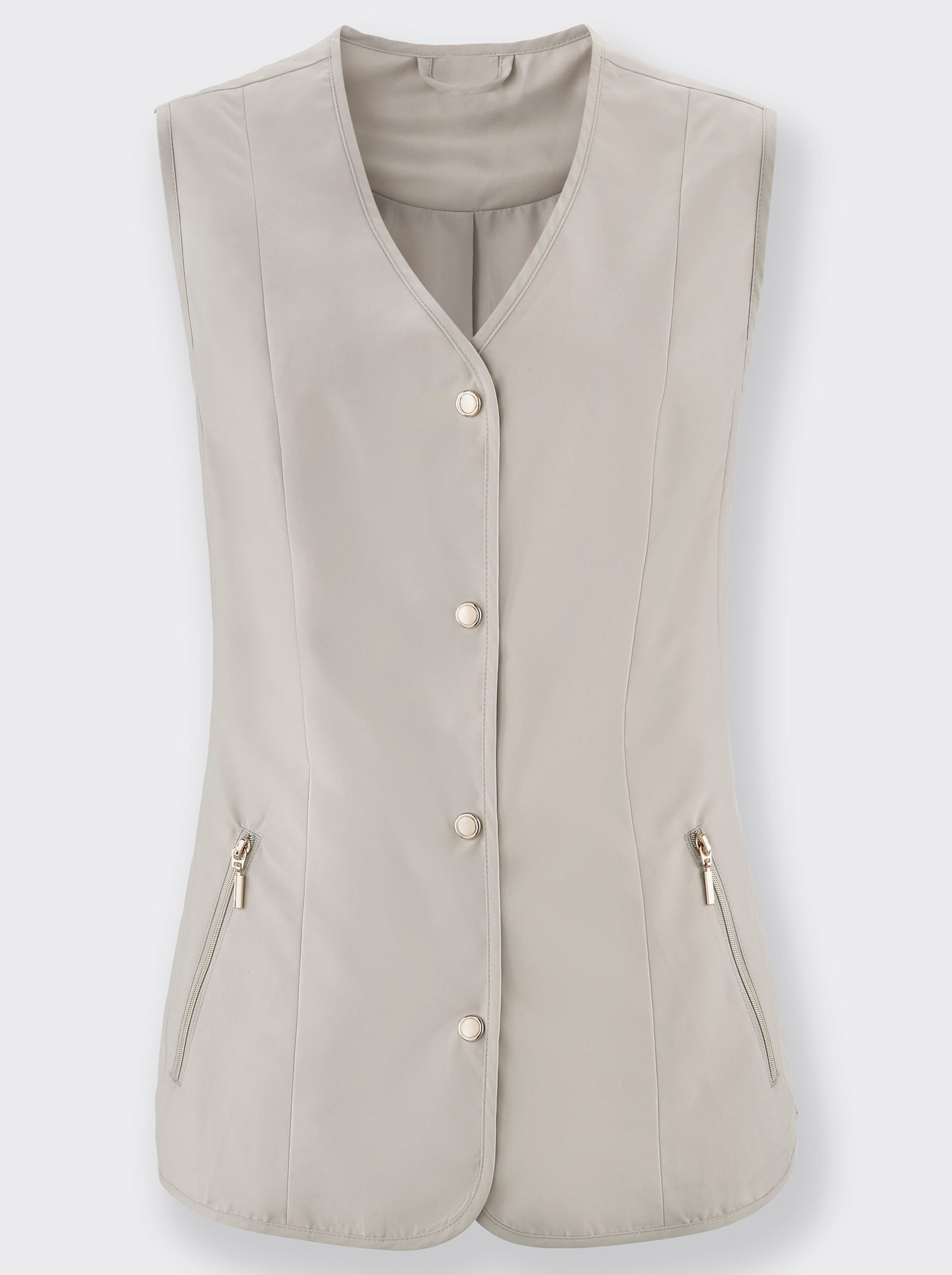 Weste in Microfaser-Qualität, goldfarbene Druckknöpfe - naturstein