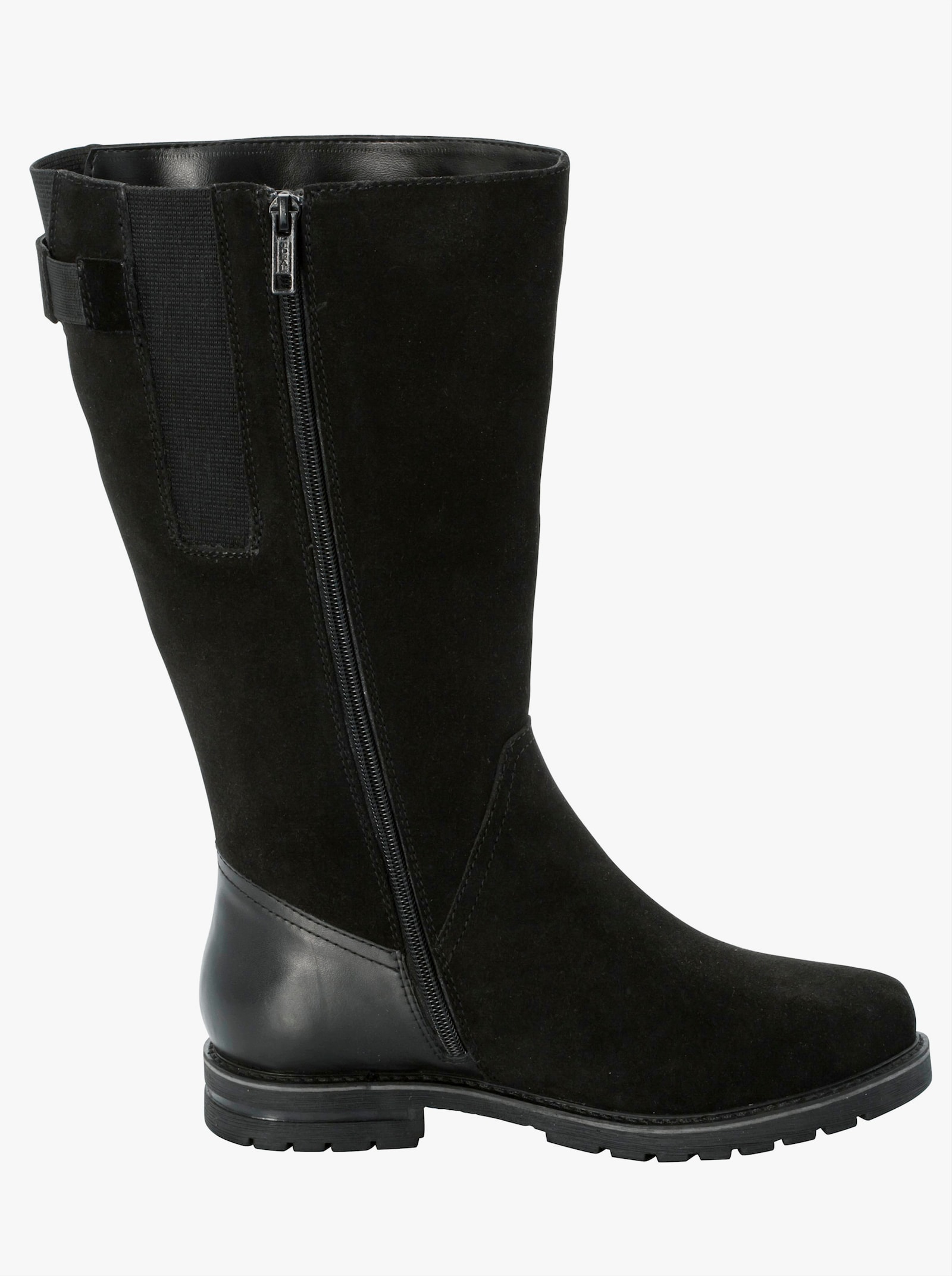 sheego Weitschaftstiefel aus Leder mit Fellimitat - schwarz