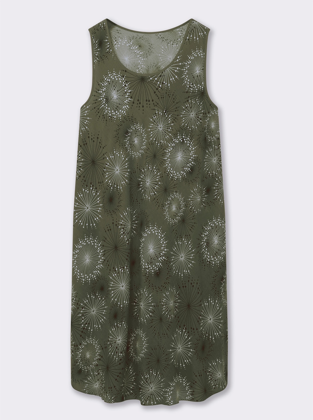 Druckkleid mit Blüten-Muster, figurumspielend - khaki-graphit-bedruckt