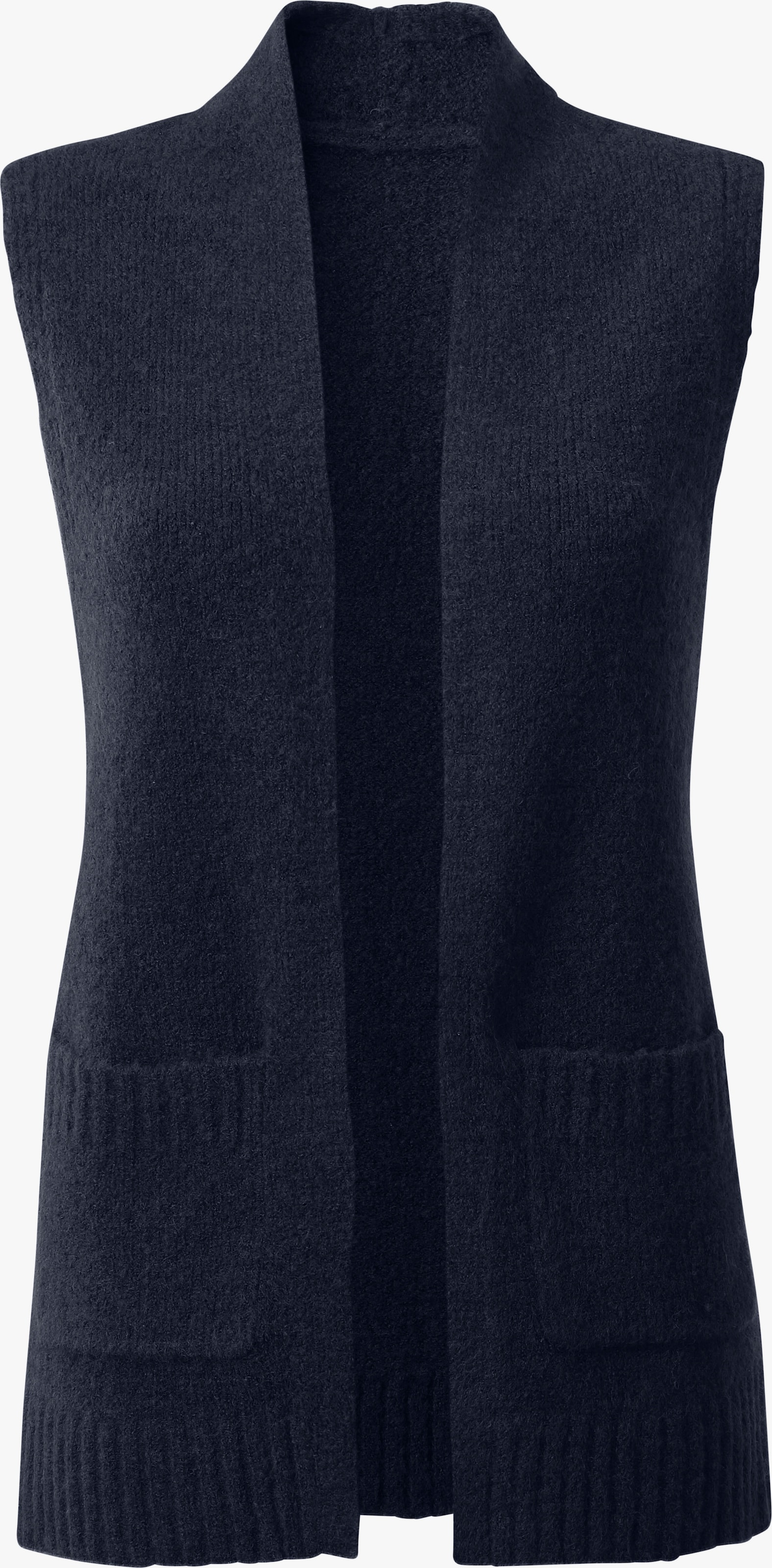 Longweste aus Melange-Garn - marine-meliert