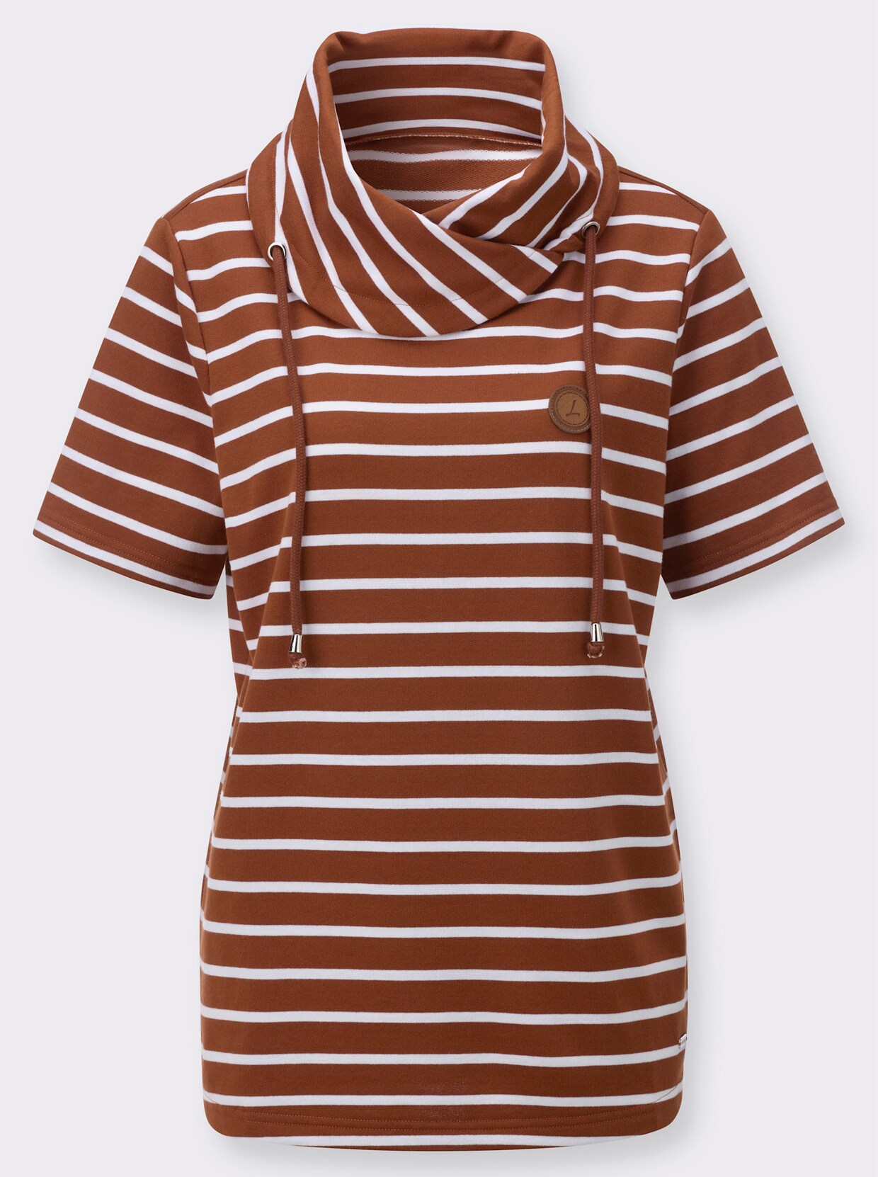 Sweatshirt - cognac-weiß-gestreift