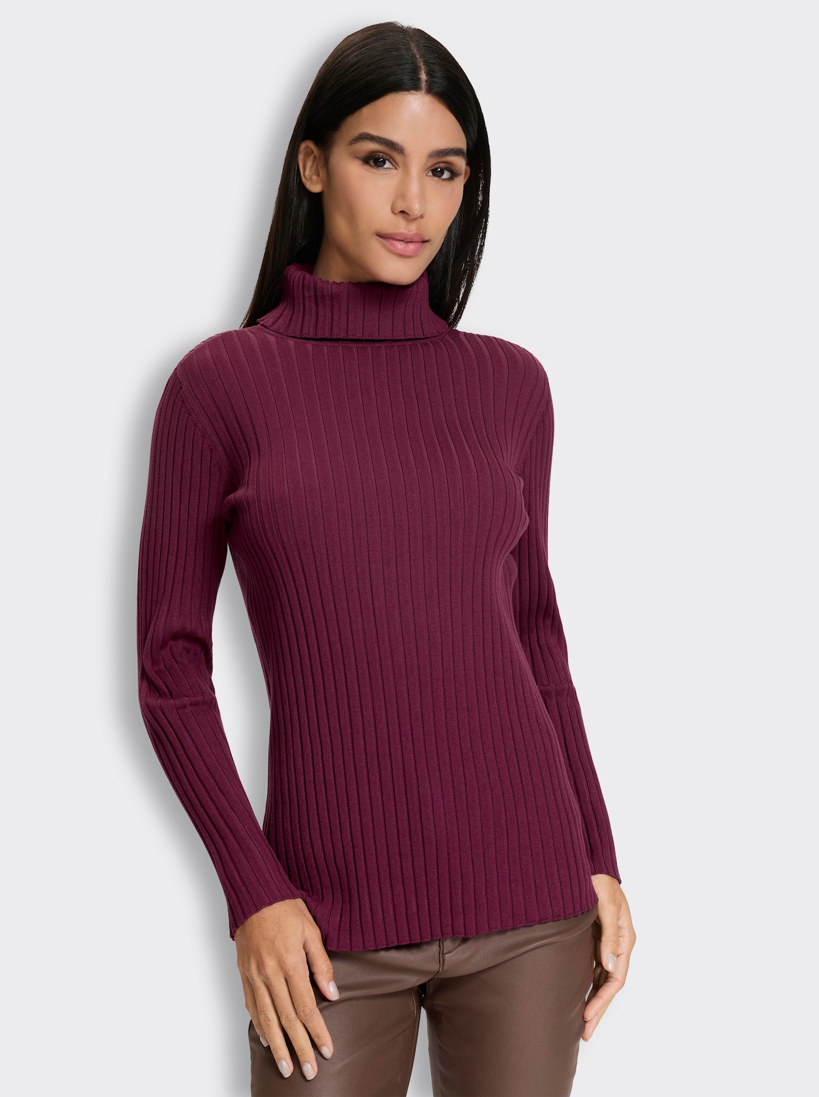 heine Feinstrickpullover mit Rollkragen - bordeaux