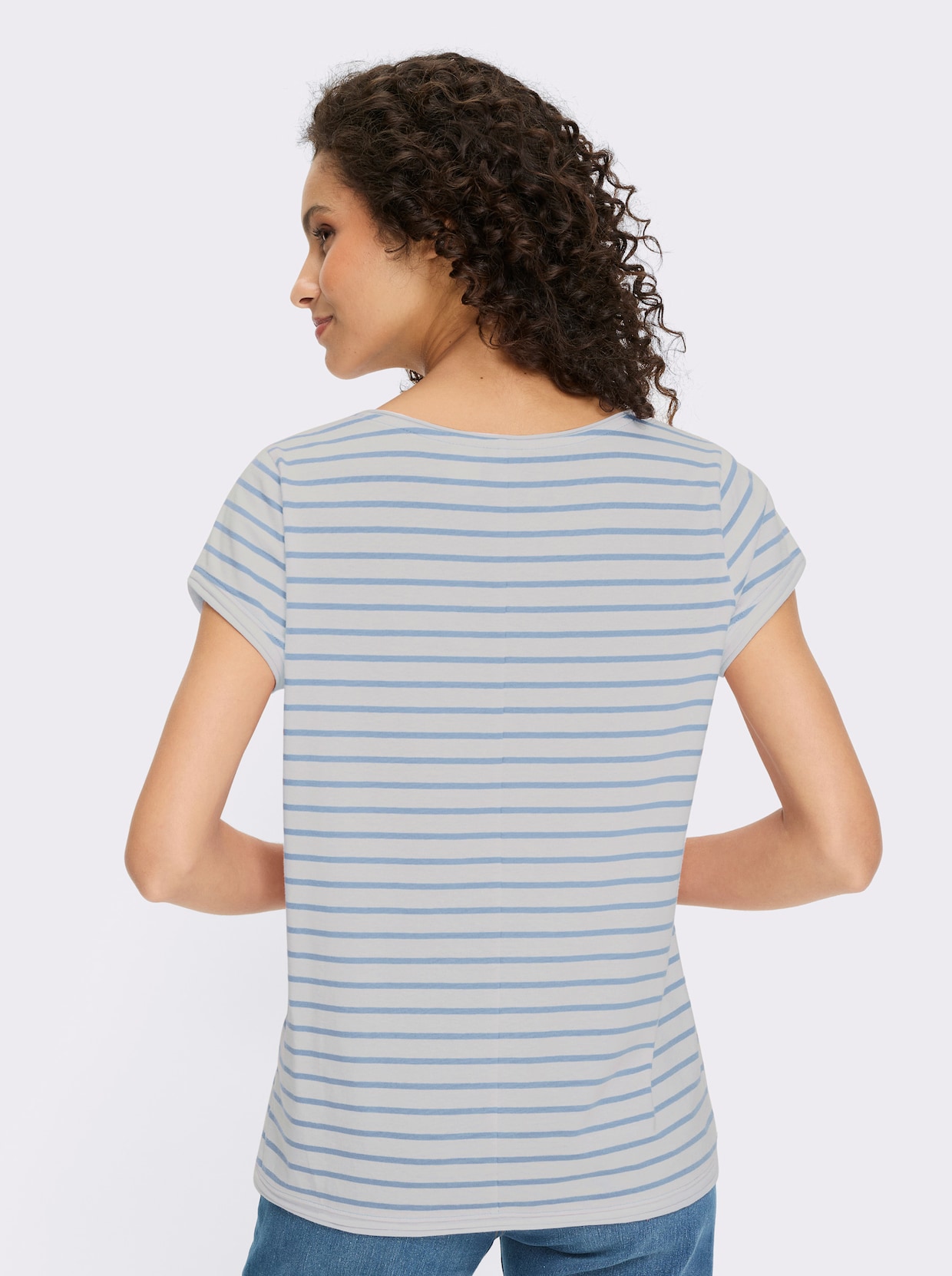 heine T-shirt - blanc-bleu glacier à rayures fines