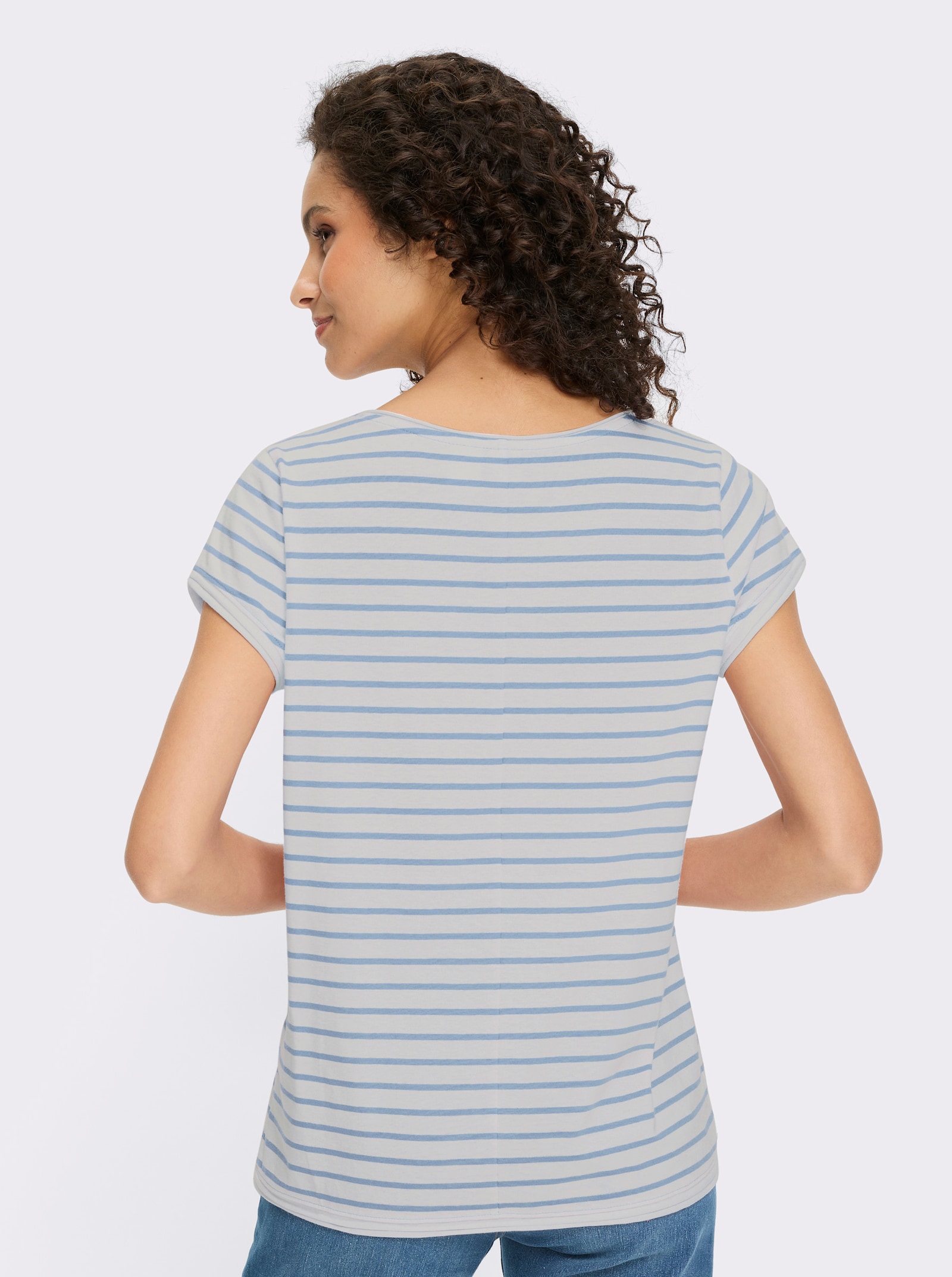 heine T-Shirt - weiß-eisblau-geringelt