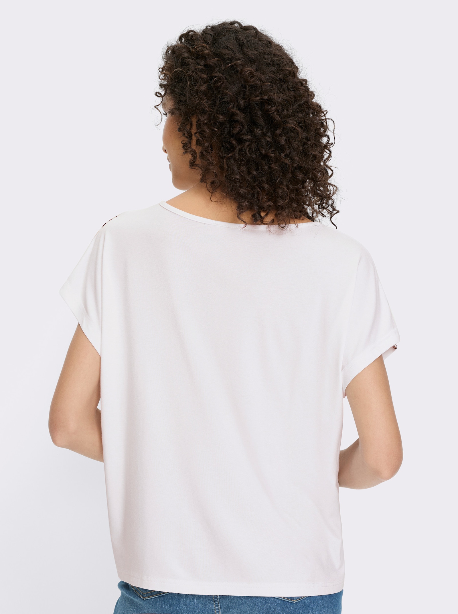 heine Kurzarmshirt mit Blumen-Print - weiß