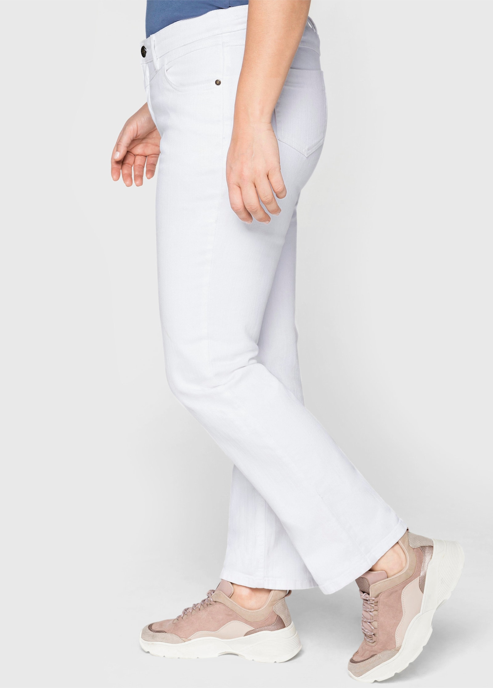 sheego Gerade Jeans mit Used-Effekten - white denim