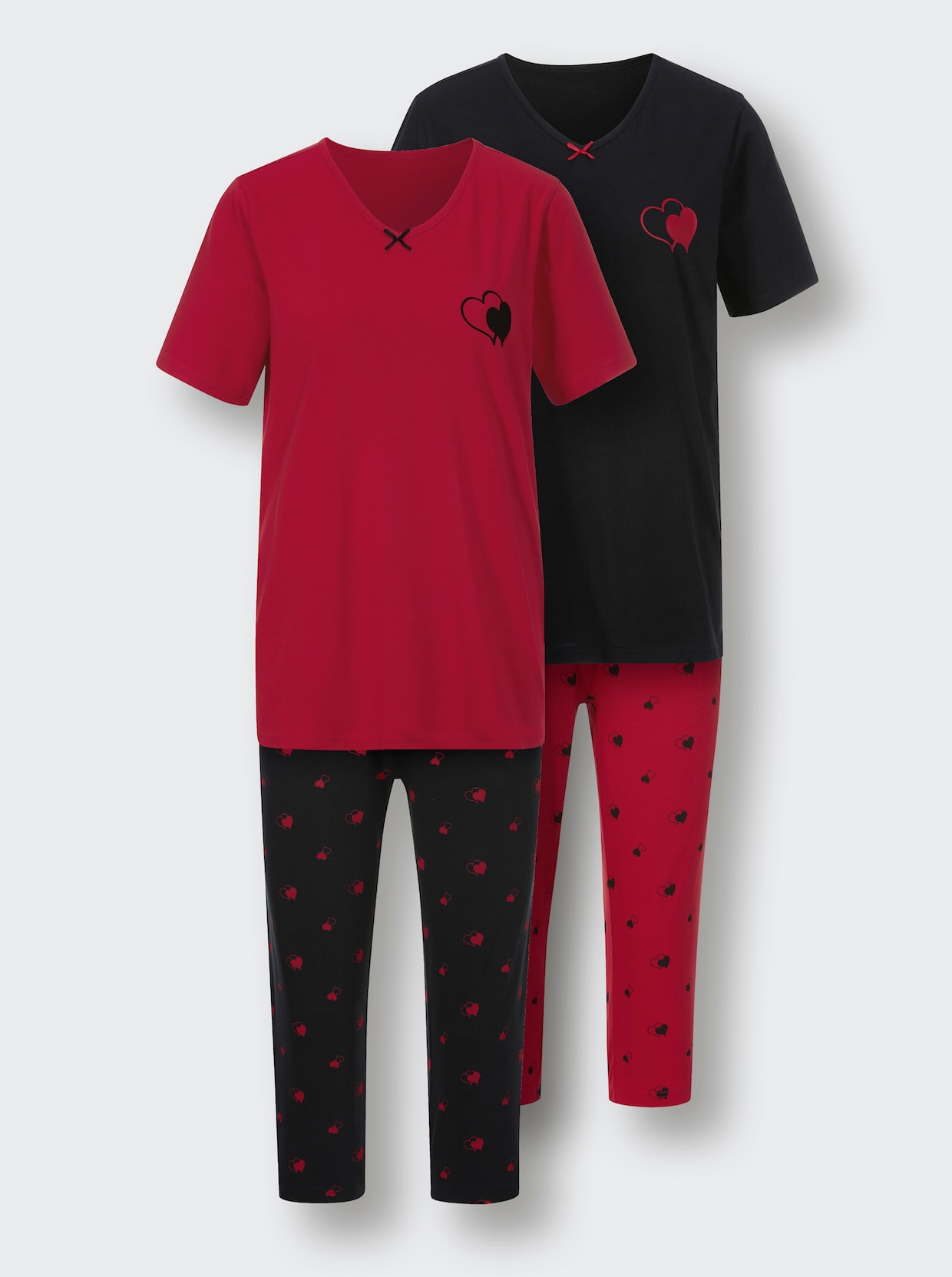 wäschepur Pyjamas courts - rouge + noir