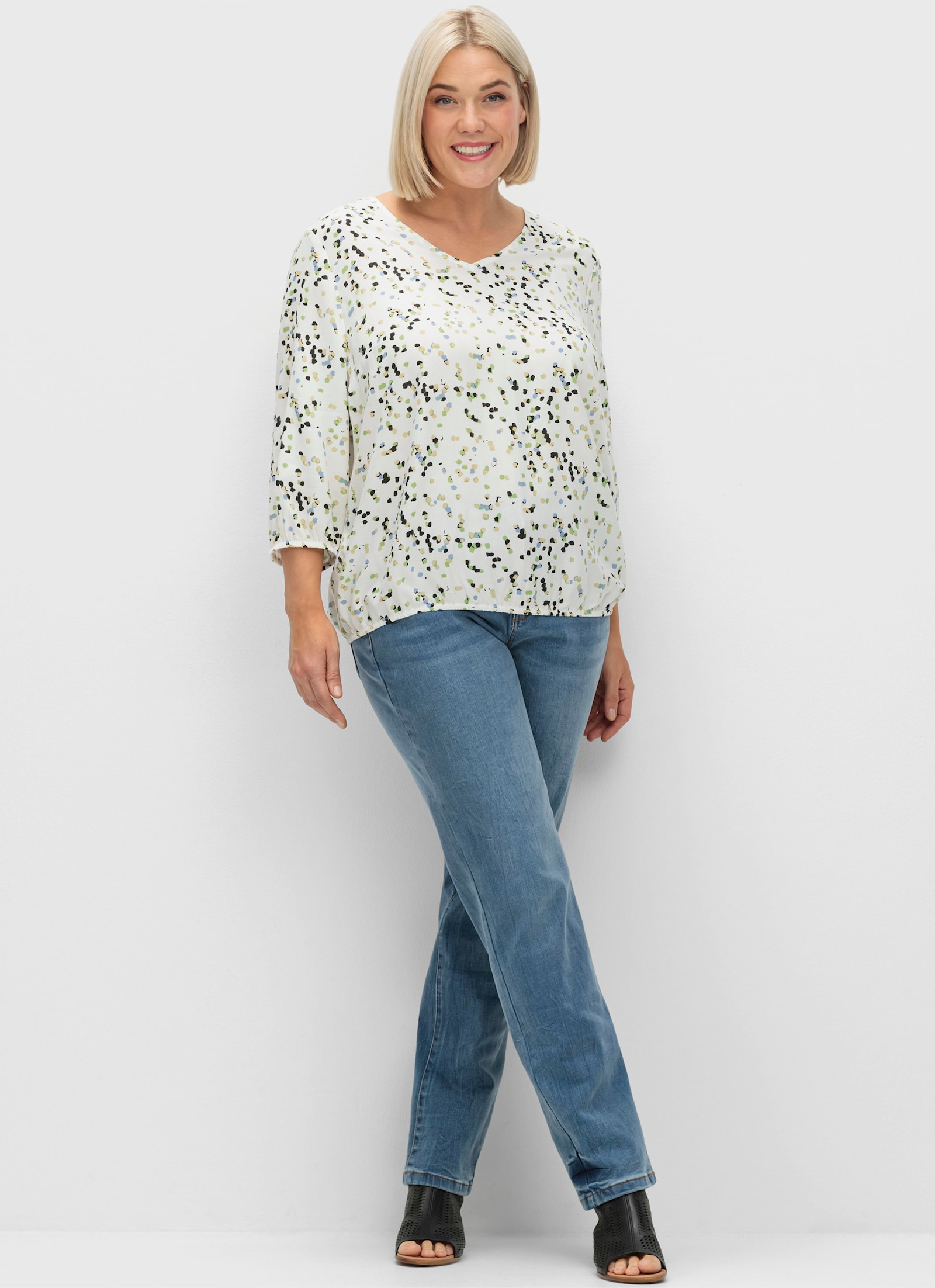 sheego Tunika mit Blumenprint - champagner-gemustert