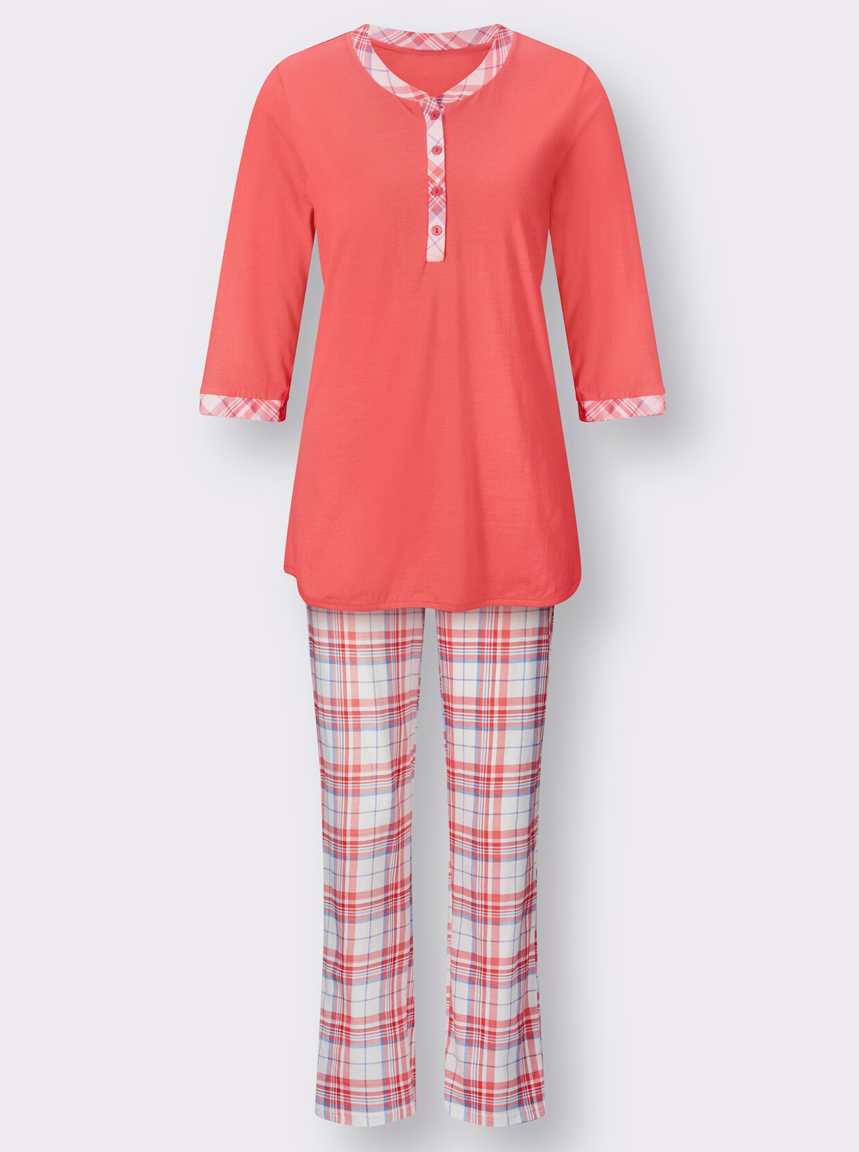 wäschepur Pyjama - koraal geruit