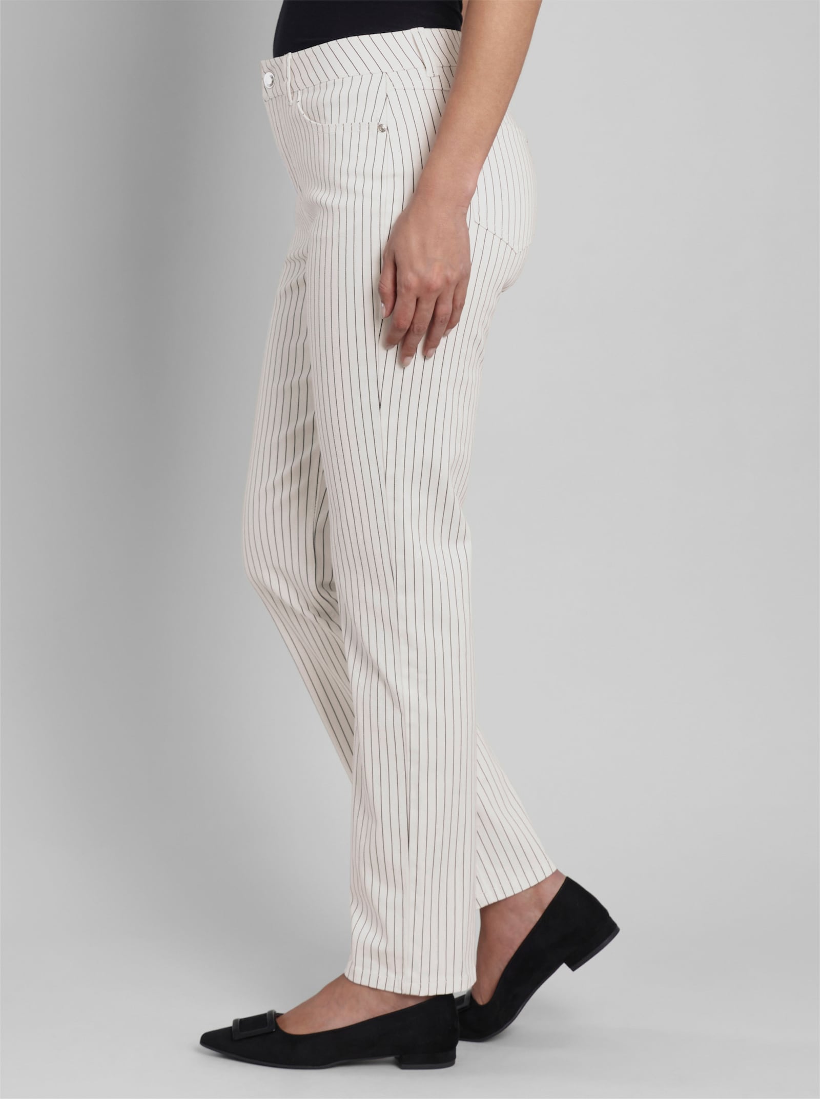 heine 5-Pocket-Hose mit Nadelstreifen - ecru-marine-gestreift